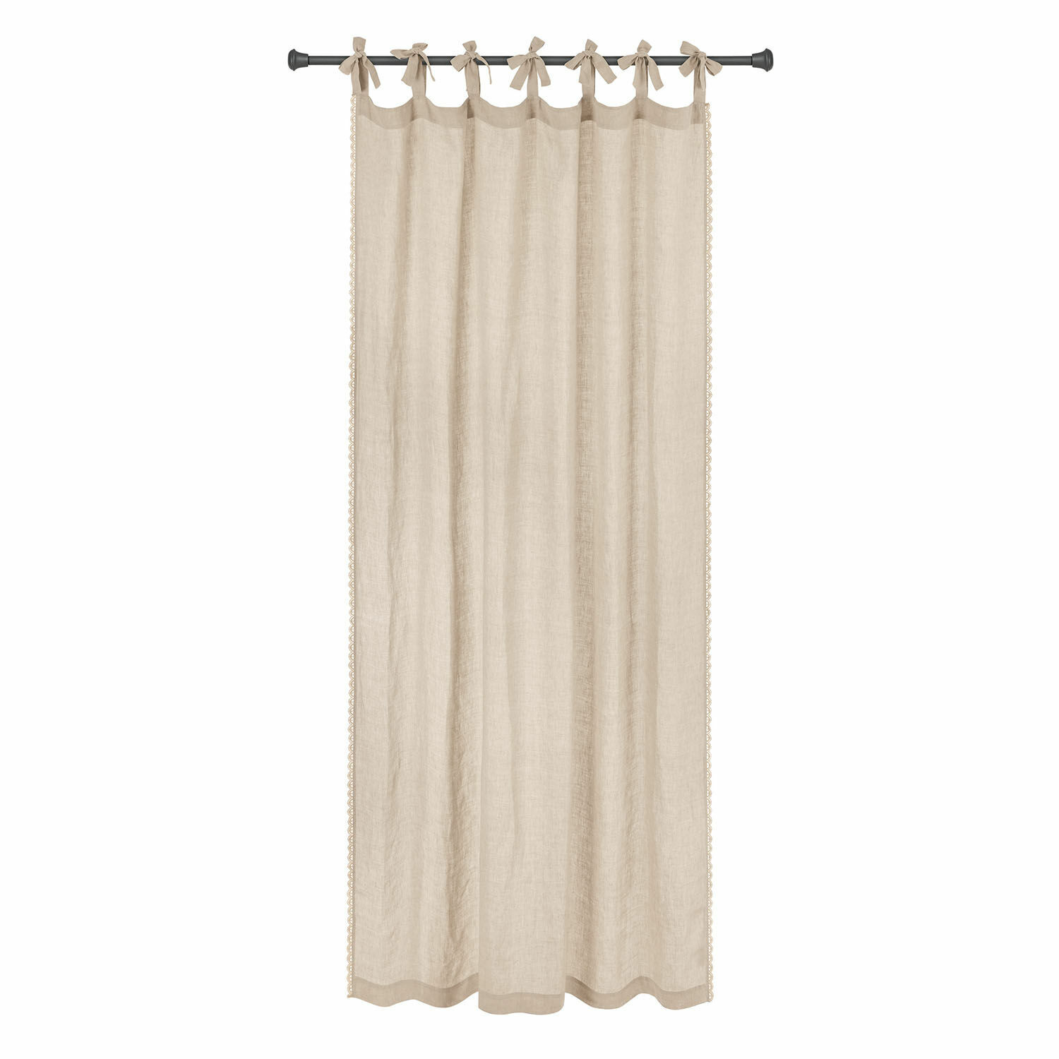Gordijn Jovis Beige linnen gordijn met gebonden strikjes, decoratief en licht voor binnen