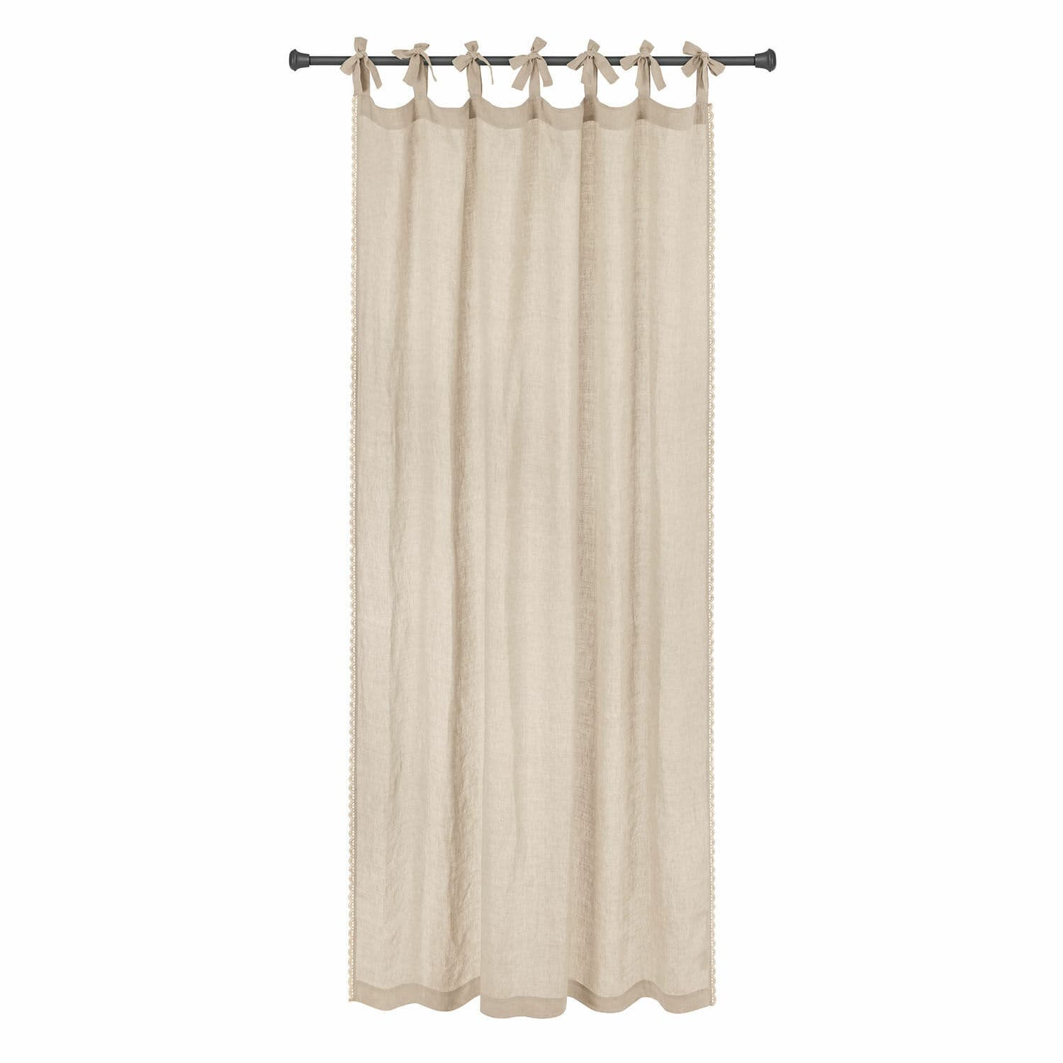 Gordijn Jovis Beige linnen gordijn met gebonden strikjes, decoratief en licht voor binnen
