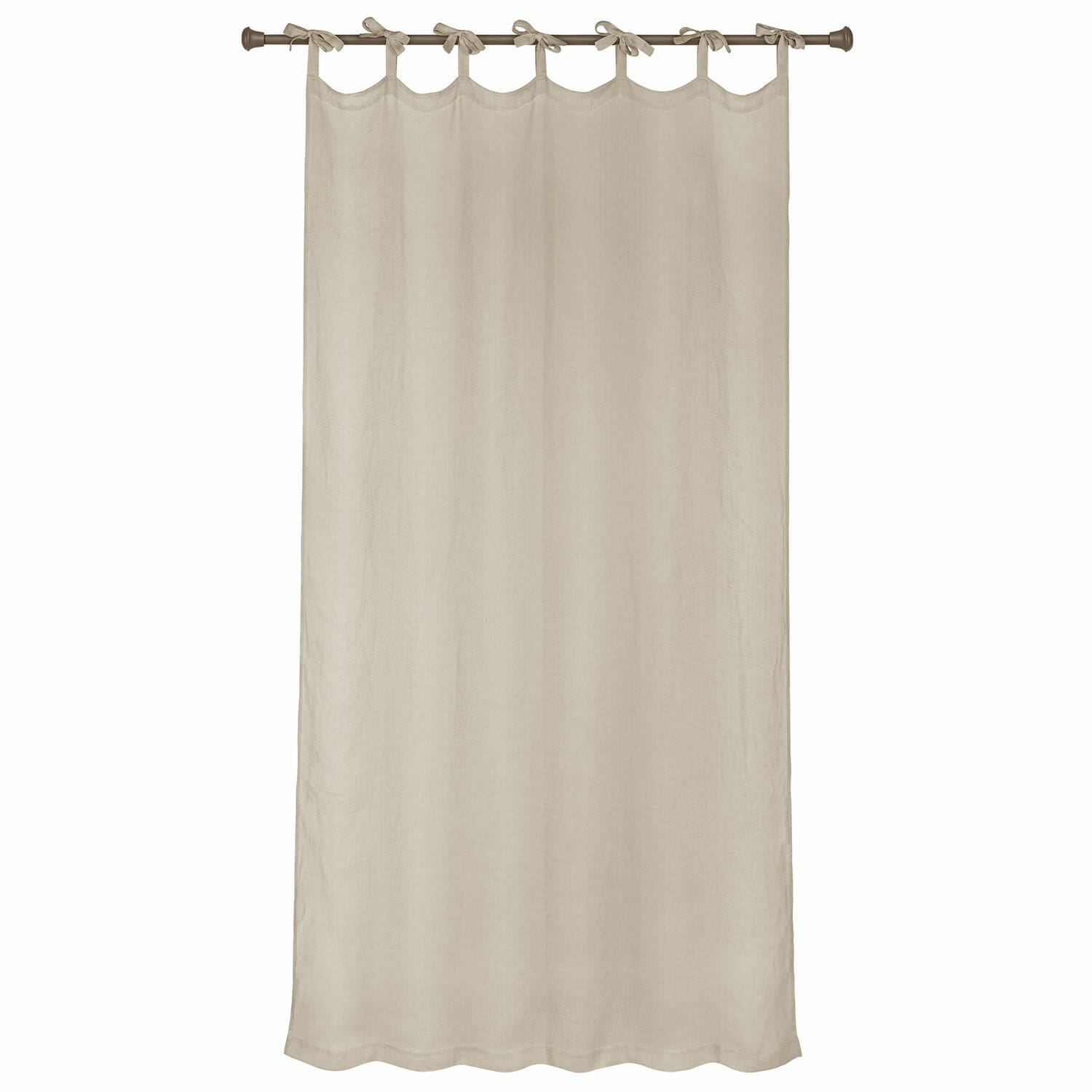 Rideau Velloran Rideau beige en lin avec boucles nouées pour suspension, tissu naturel et décoratif