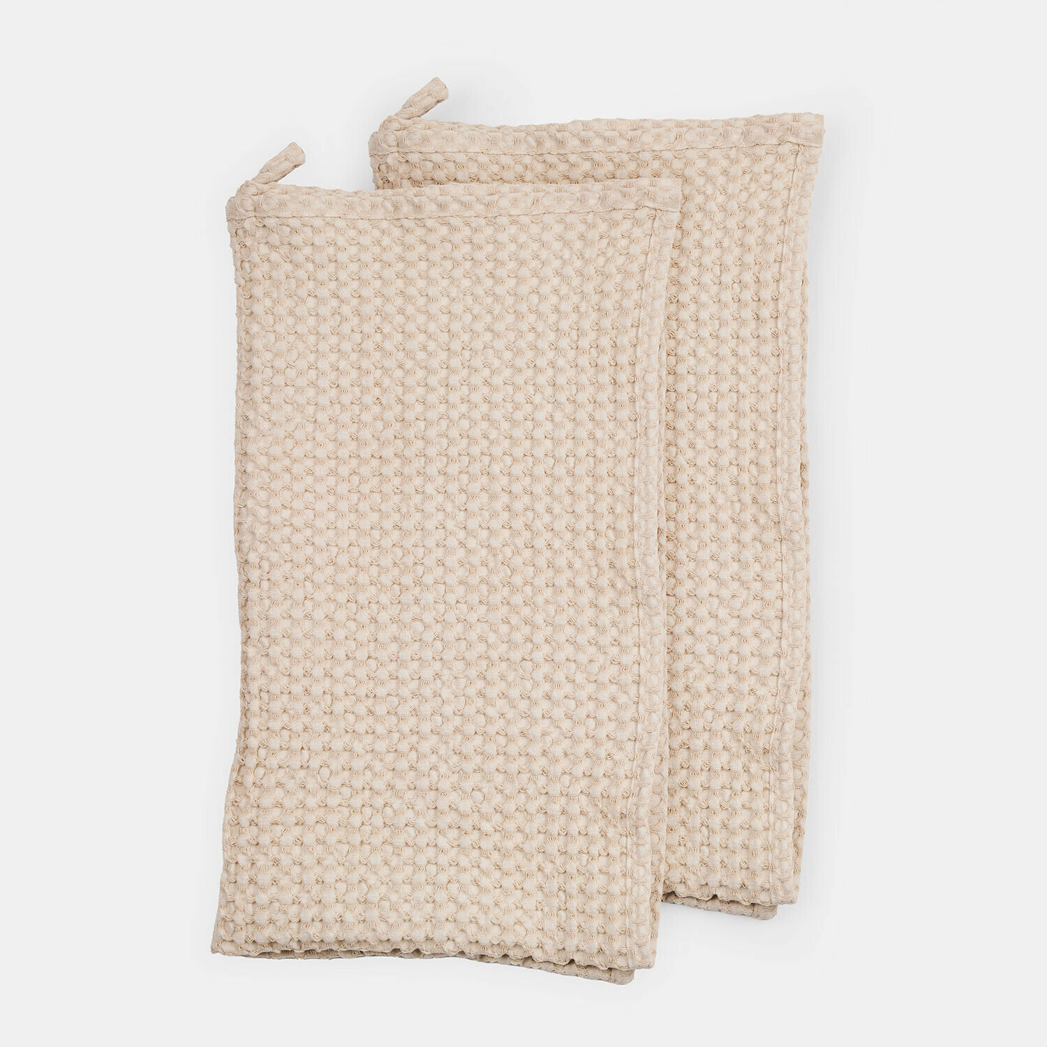 beige Beige set van 2 Maralei handdoeken van katoen met wafelstructuur, zachte en absorberende badhanddoeken