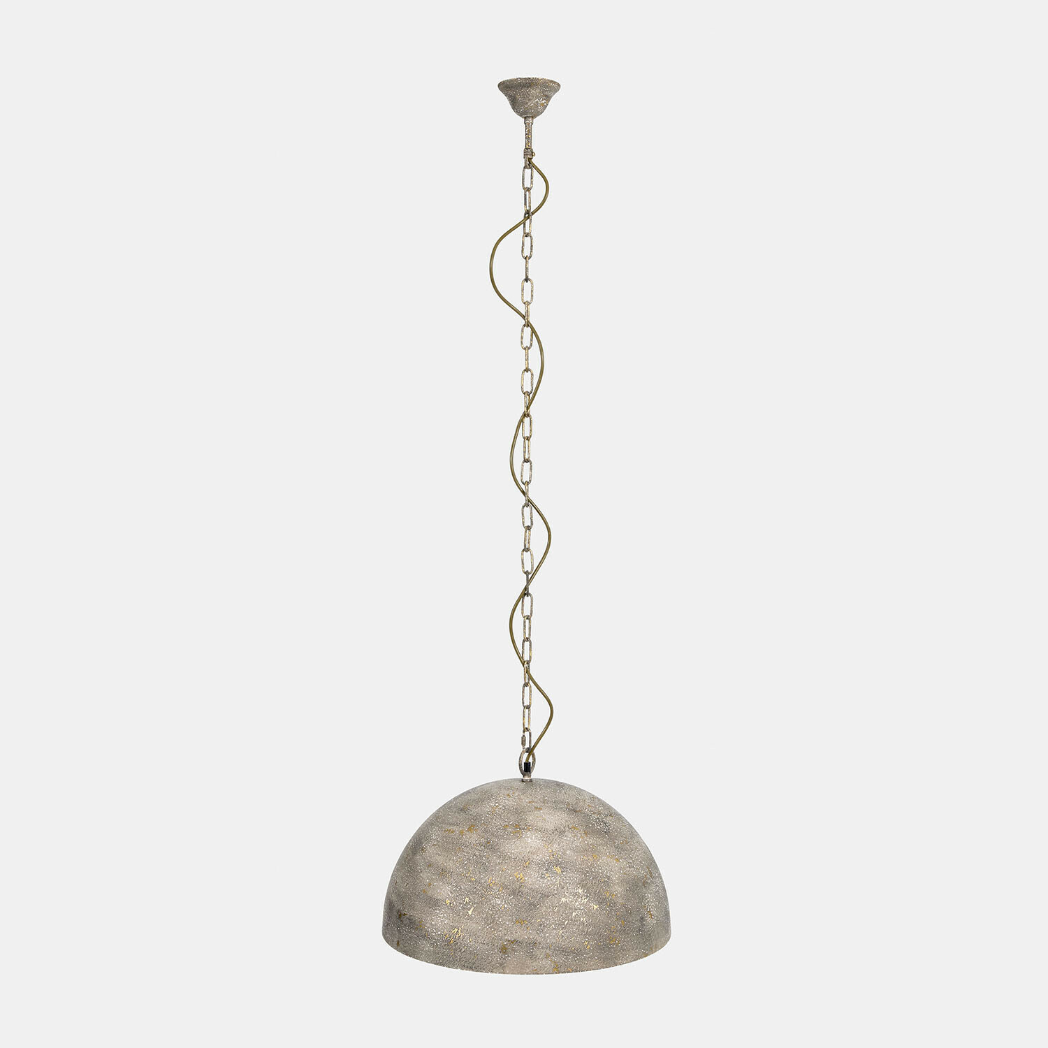 Hanglamp Ashton Hanglamp met halfronde metalen kap in verweerd bruin en warme gouden binnenkant