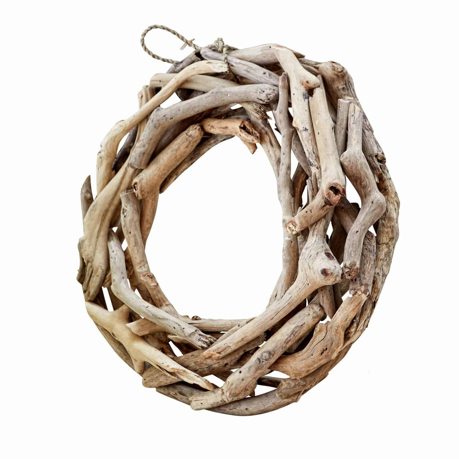Couronne Birdum Couronne ronde en bois flotté naturel couleur brun clair pour décoration murale