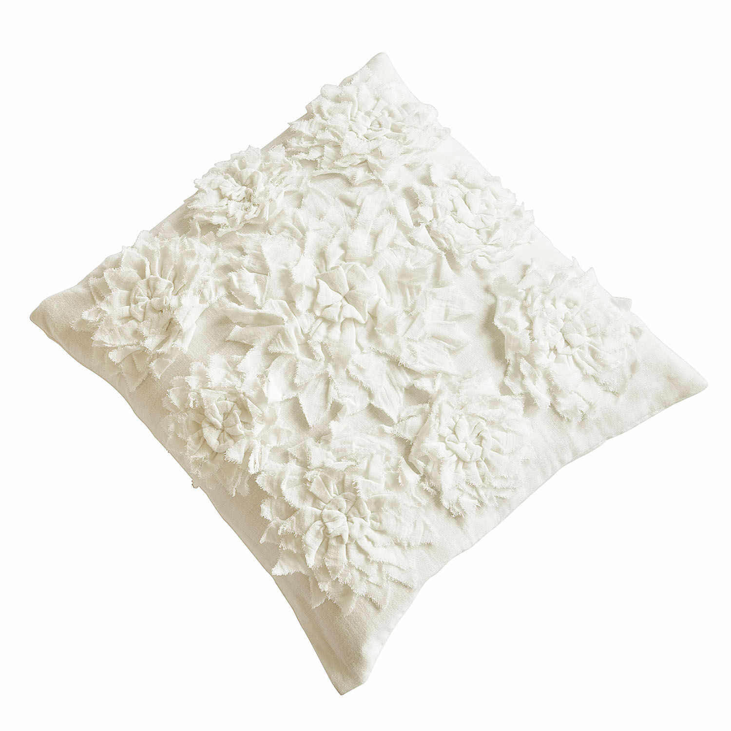 Housse de coussin Dorevil Coussin décoratif blanc en coton avec motif floral en relief pour un salon élégant