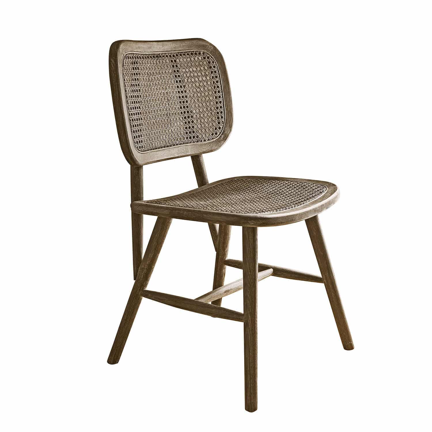 Chaise Caelwyn Chaise en bois et cannage brun naturel, style vintage, meuble pour salle à manger et salon