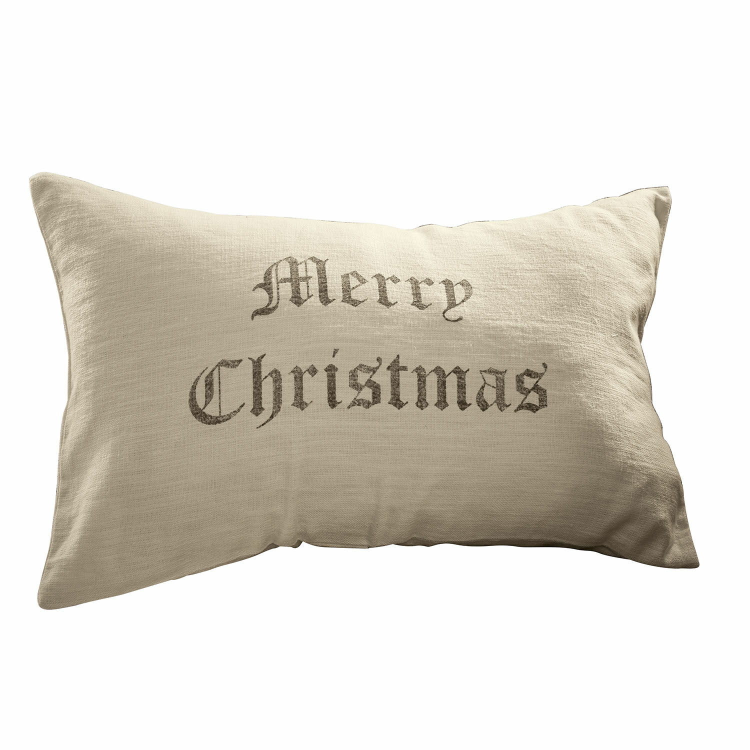 Housse de coussin Merry Christmas Coussin décoratif beige en lin avec inscription Merry Christmas pour décoration de Noël