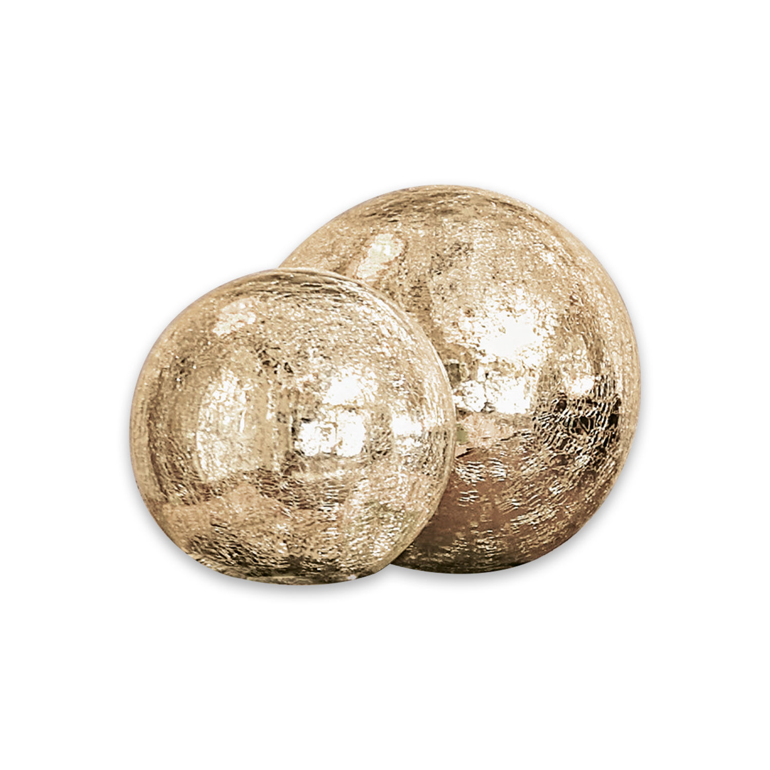 Lichtbol set van 2 Lightballs Twee decoratieve gouden glazen bollen met gebarsten textuur, stijlvolle woondecoratie