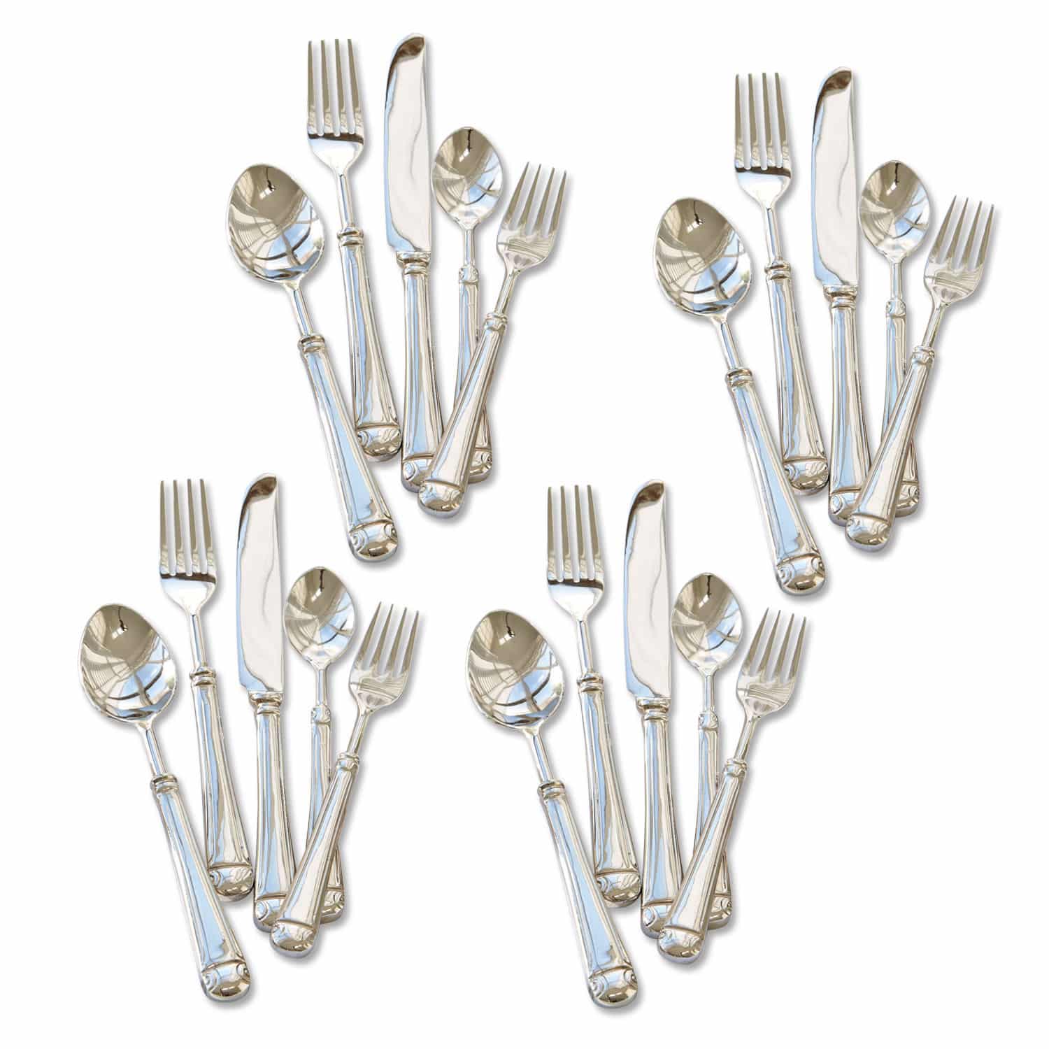 Couverts Eriat Ensemble de couverts en acier inoxydable argenté, 4 ensembles de fourchettes, couteaux et cuillères