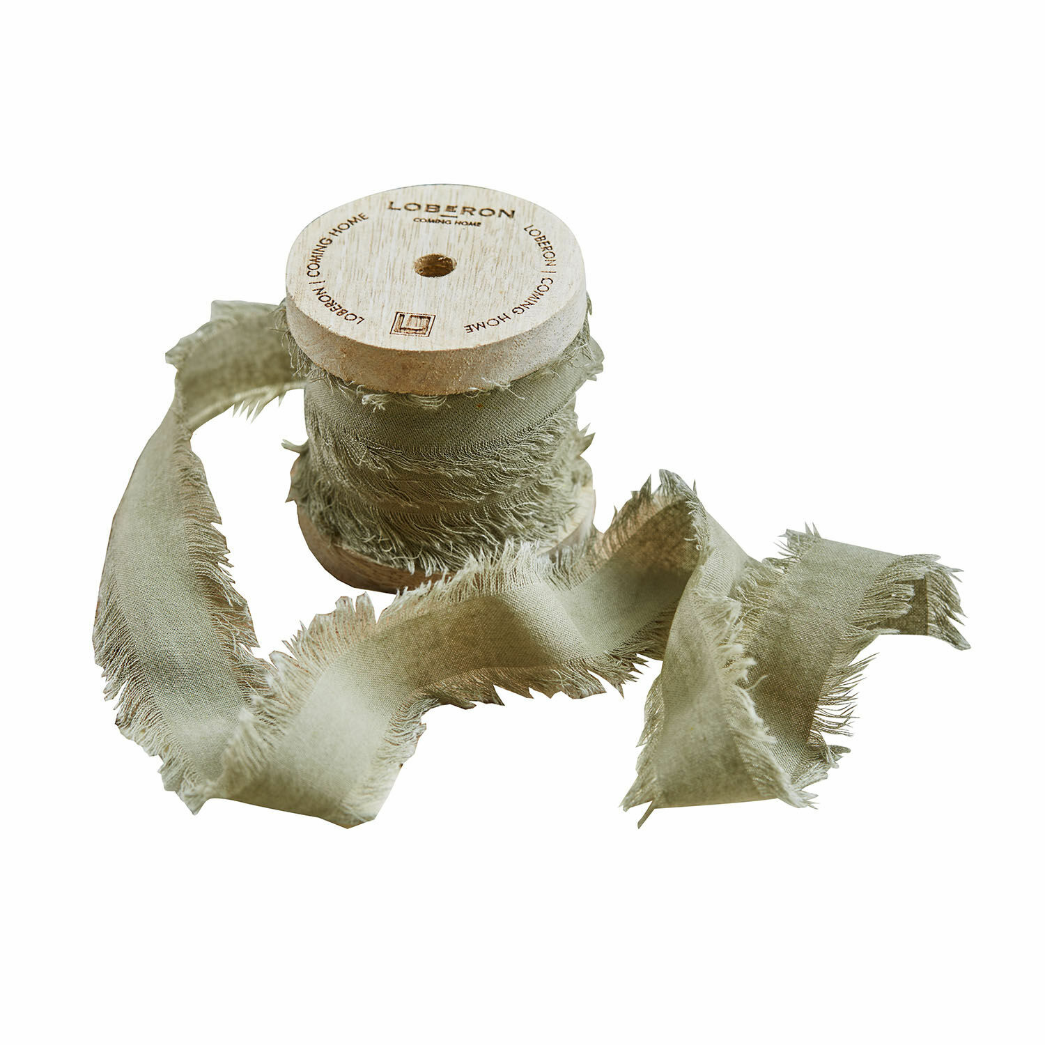 Ruban Celoria vert clair en coton sur bobine en bois pour décoration et artisanat