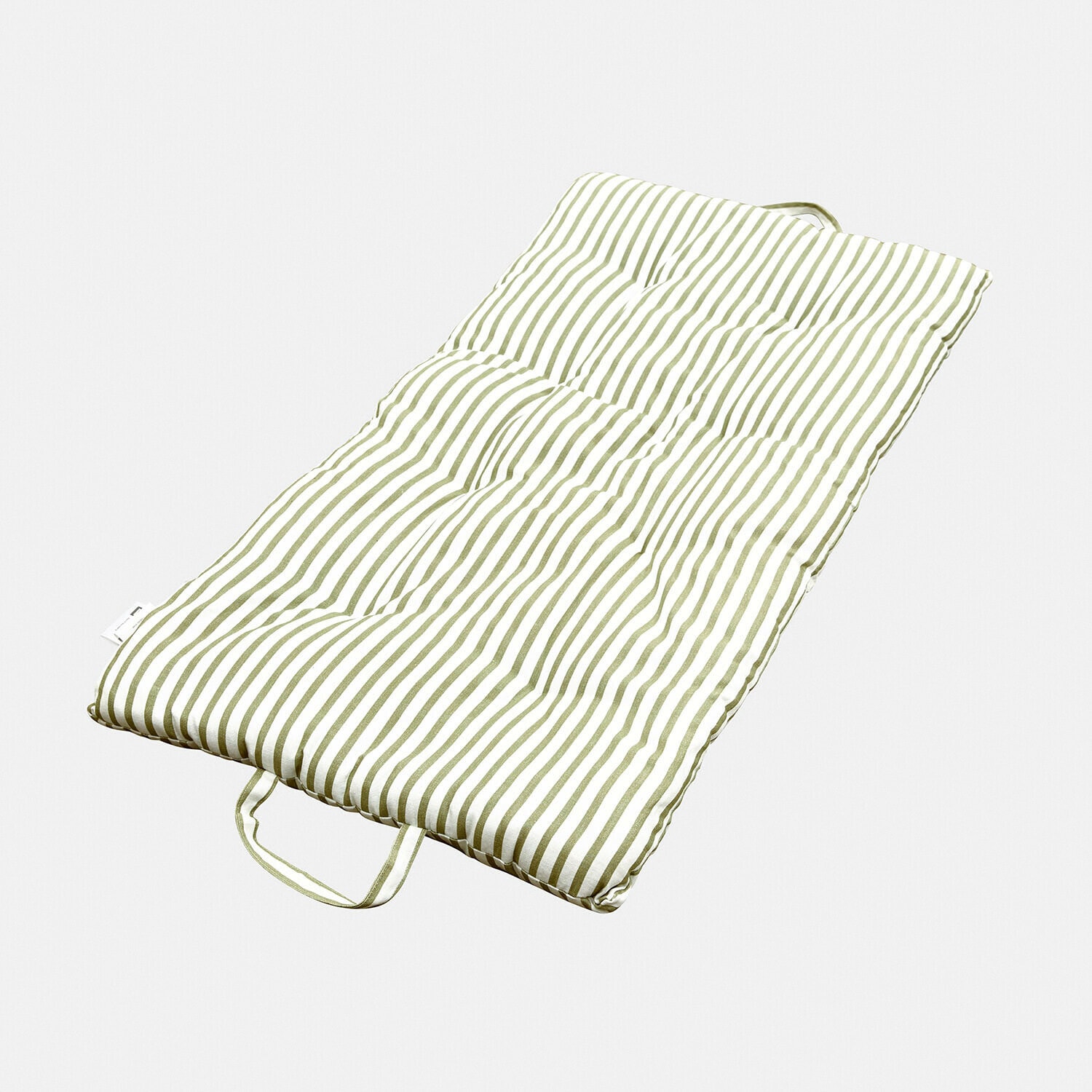 Coussin matelassé en coton rayé vert et blanc, confortable pour chaise longue de jardin