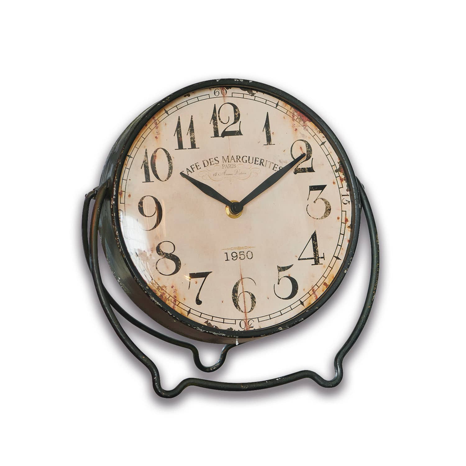 Horloge Falaise Horloge de table en métal avec cadran vieilli style vintage, décoration rétro élégante