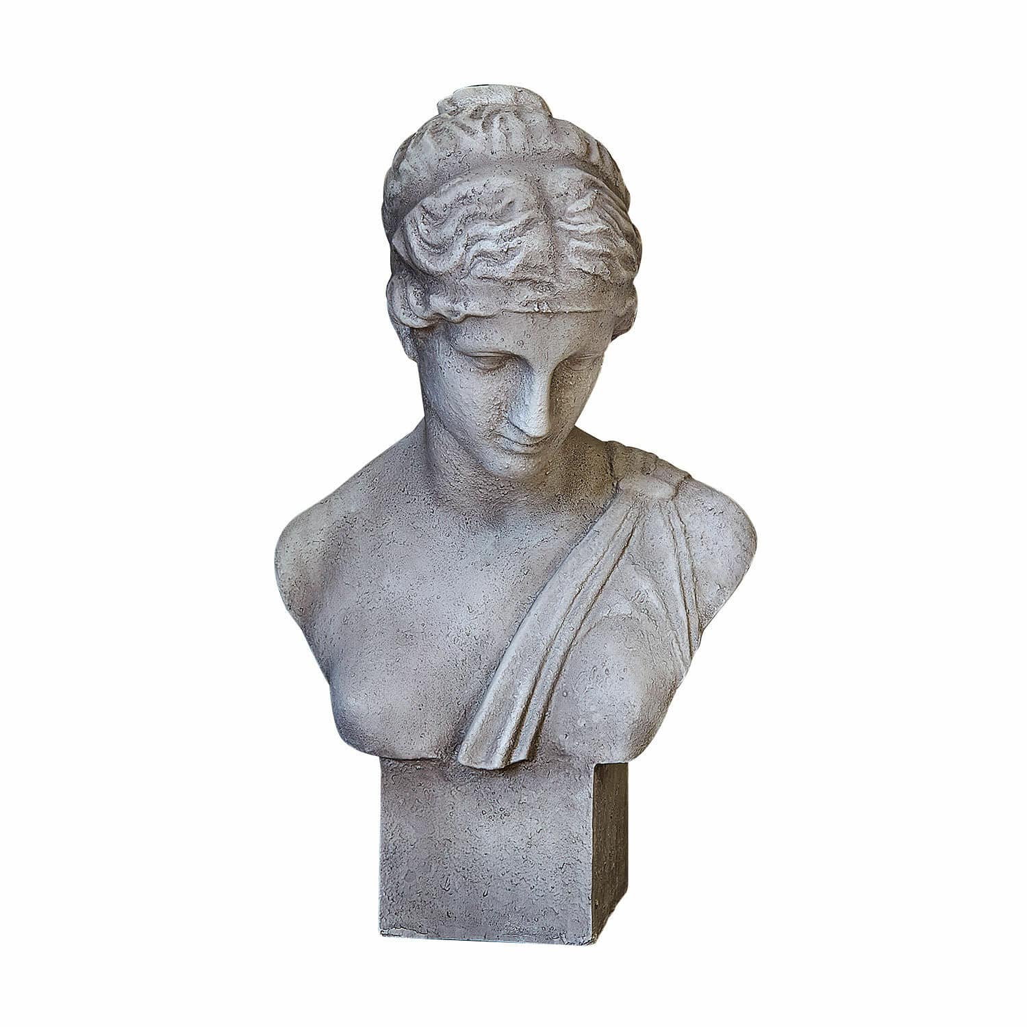 Buste Castolio Buste en pierre grise au style classique romain pour décoration intérieure et jardin