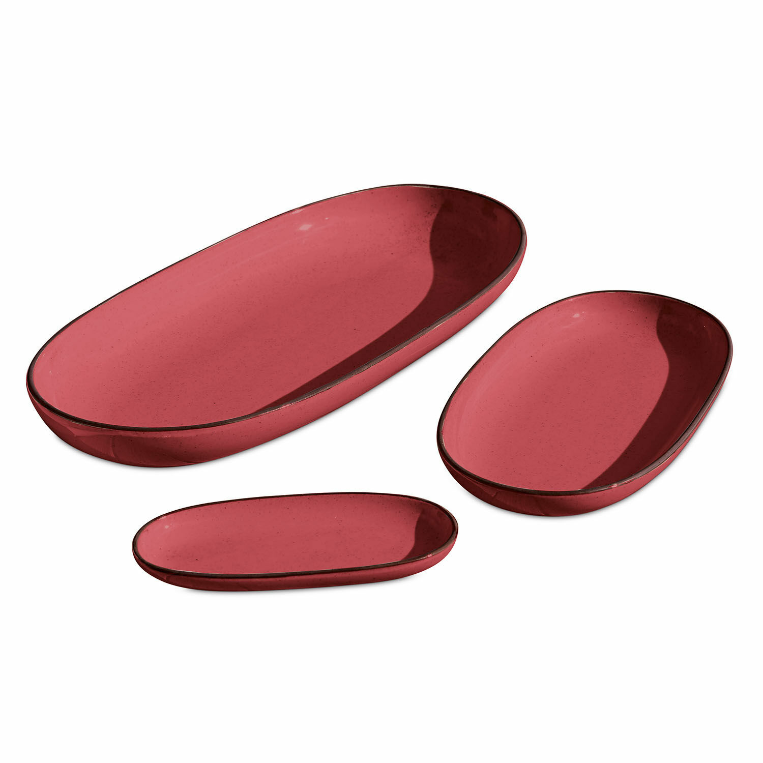 rood Set van 3 rode keramische serveerschalen Biarritz met modern design voor op tafel