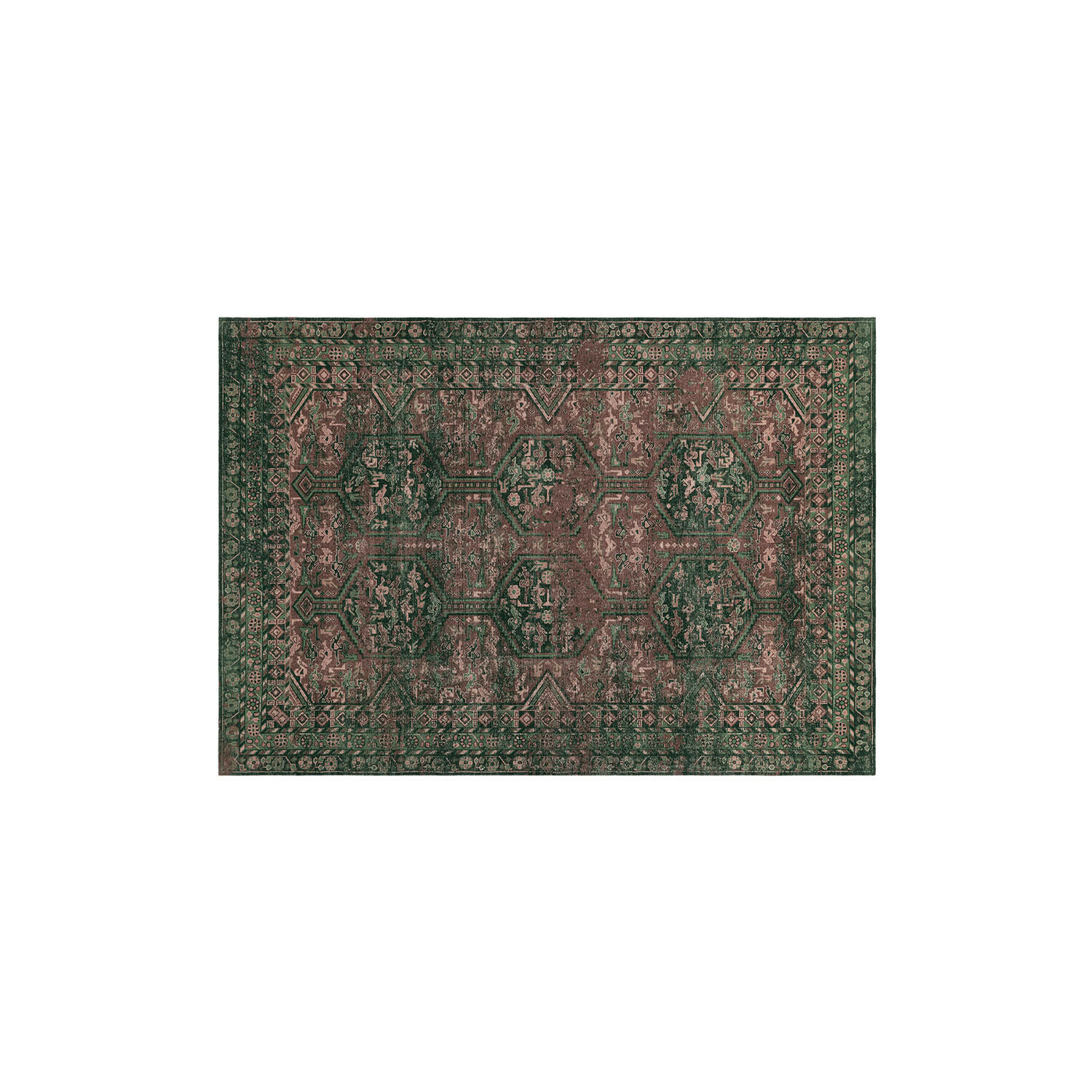 Tapis Incantaro Tapis à motif oriental en nuances vertes et brunes, décoratif et élégant pour salon