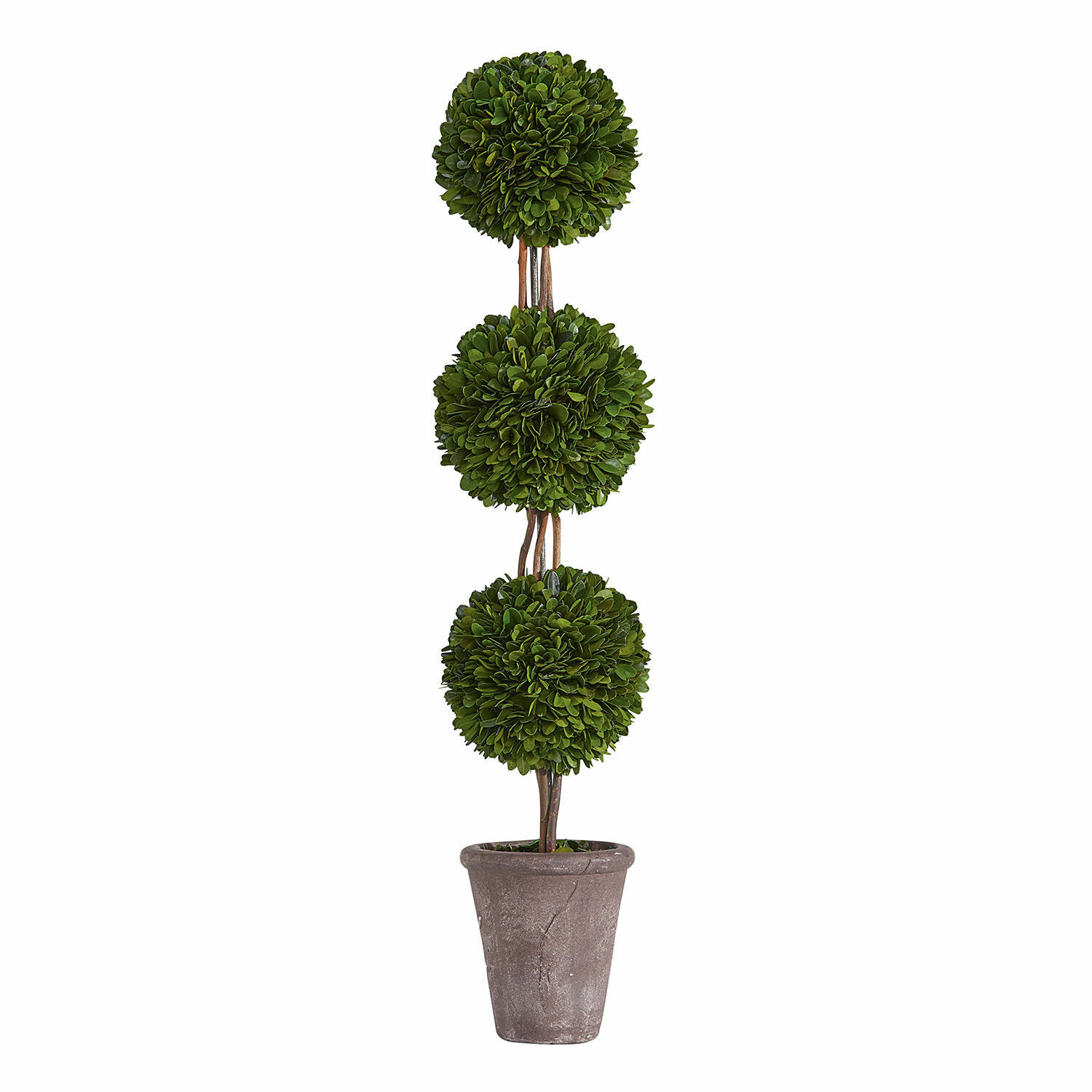 Arbre décoratif Beux Arbre artificiel en pot avec trois boules vertes feuillues, décoration d'intérieur ou jardin