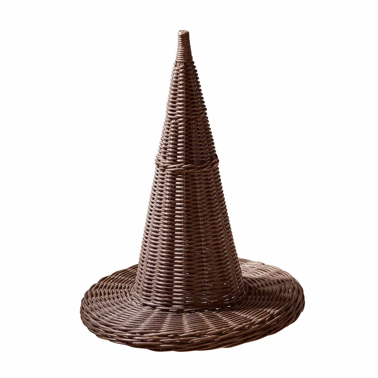 Sierhoed Halimad Bruine, kegelvormige hoed van gevlochten riet, decoratief woonaccessoire met natuurlijke uitstraling
