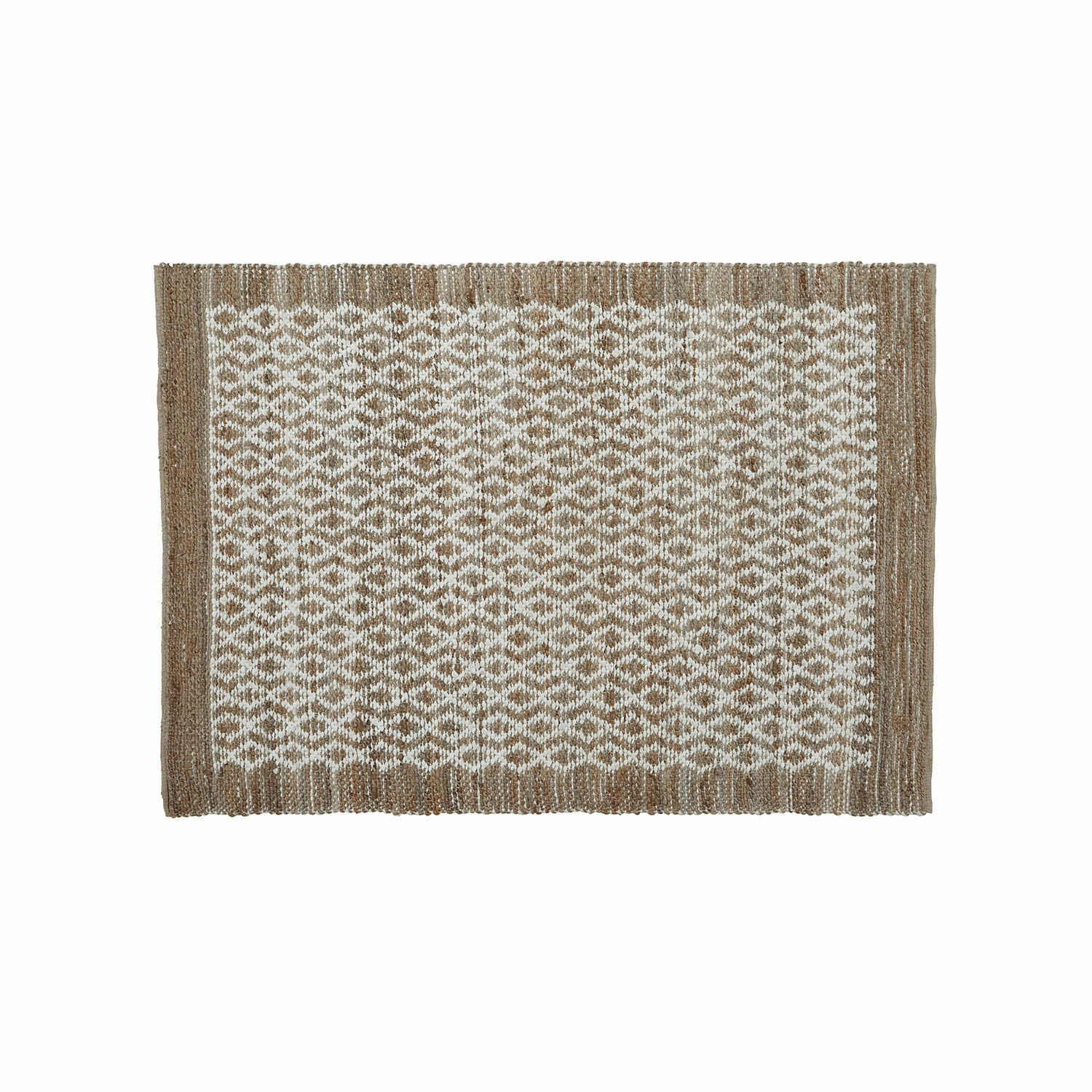 Tapis réversible Amhara Tapis en jute marron et blanc avec motif géométrique, matériau naturel, décoration de sol