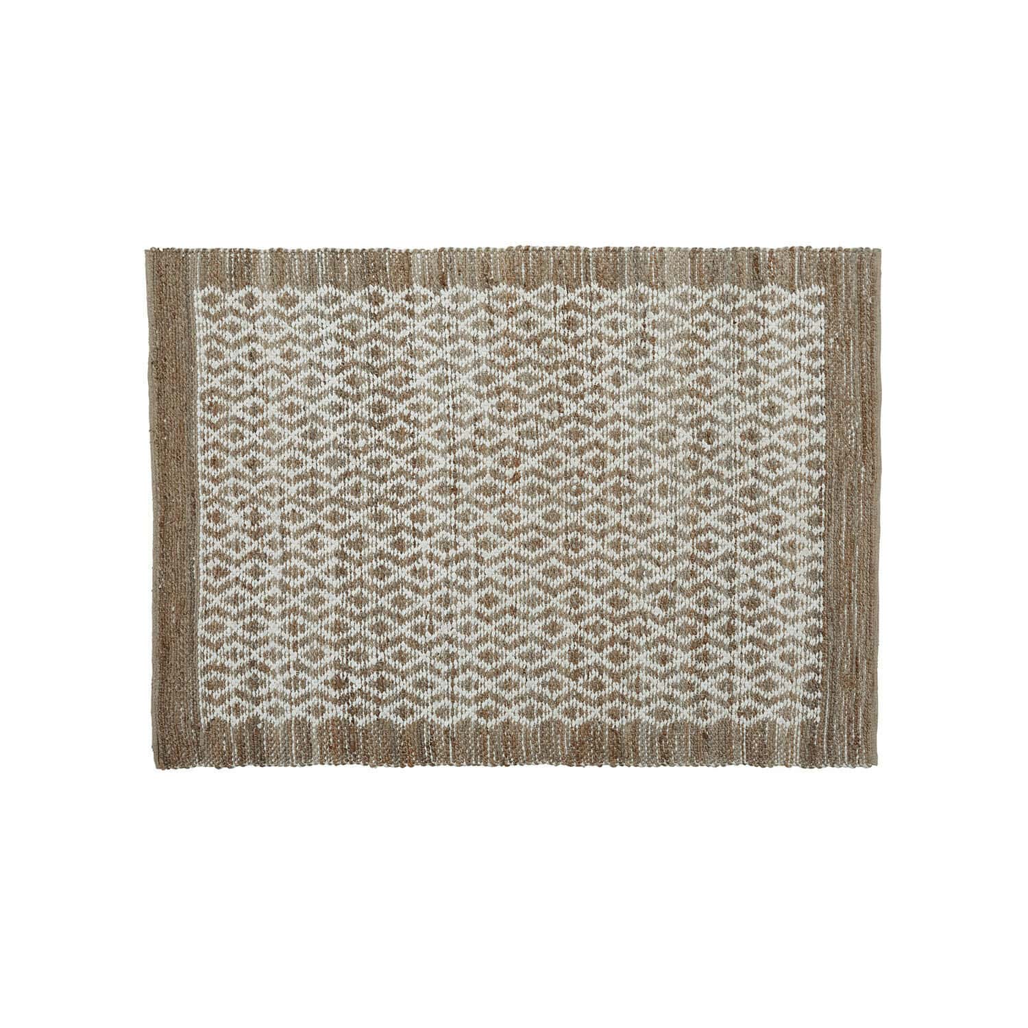 Omkeerbaar vloerkleed Amhara Bruin-witte jute vloerkleed met geometrisch patroon, natuurlijk materiaal, vloerdecoratie