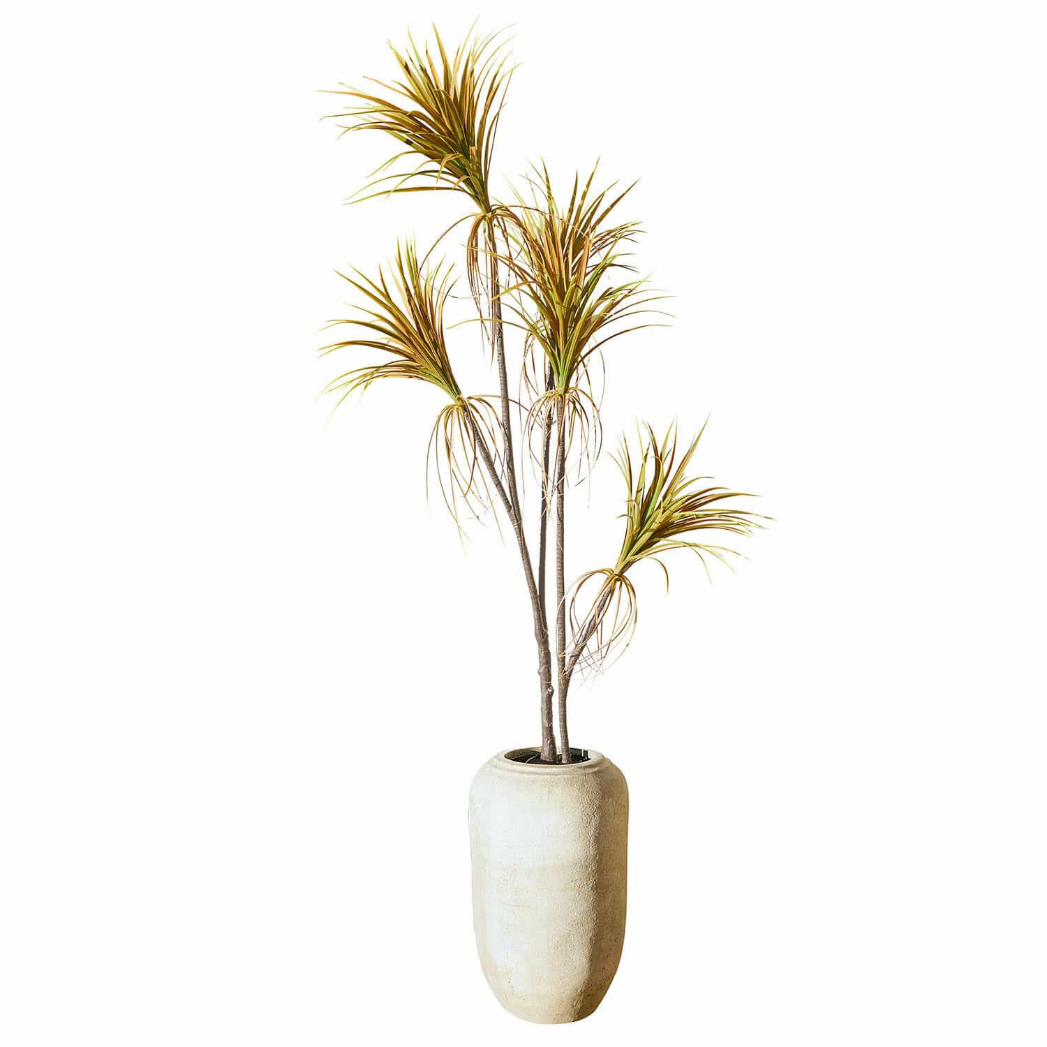 Plante décorative en pot Ancerac Plante artificielle dans un grand pot beige, décoration intérieure avec feuilles vertes et brunes