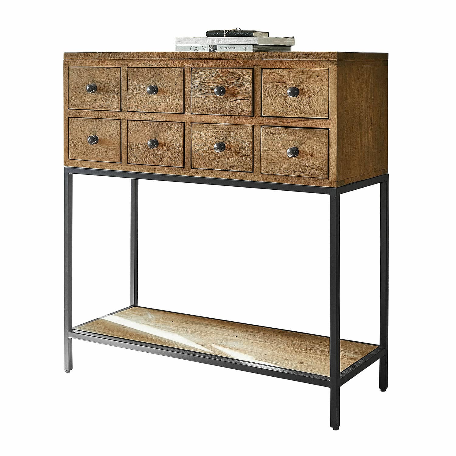 Console Mistyvale Console en bois de manguier et métal avec huit tiroirs et étagère inférieure couleur naturelle