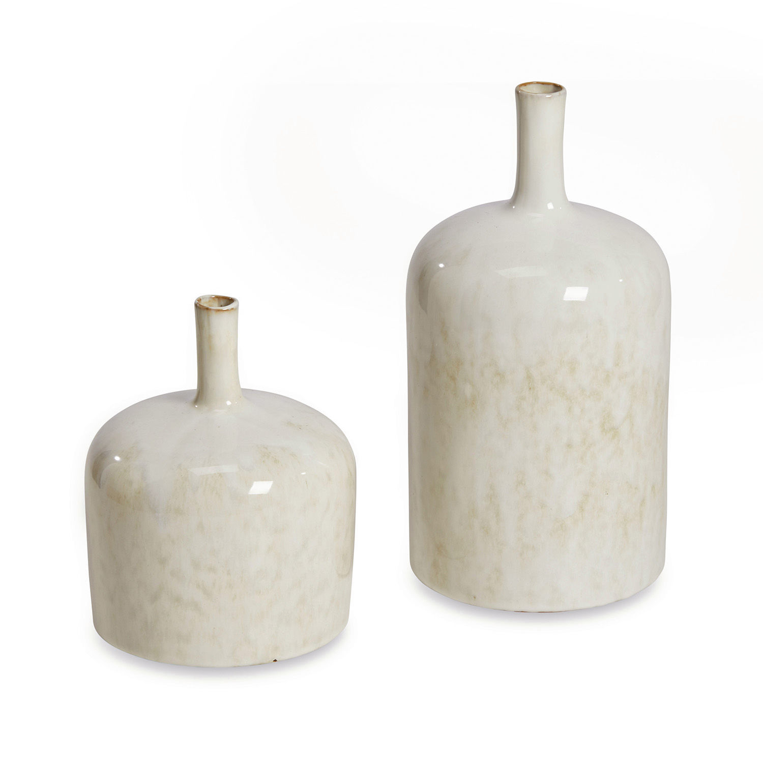 crème Set van twee crèmekleurige keramische Kurys vazen met matte afwerking voor interieurdecoratie