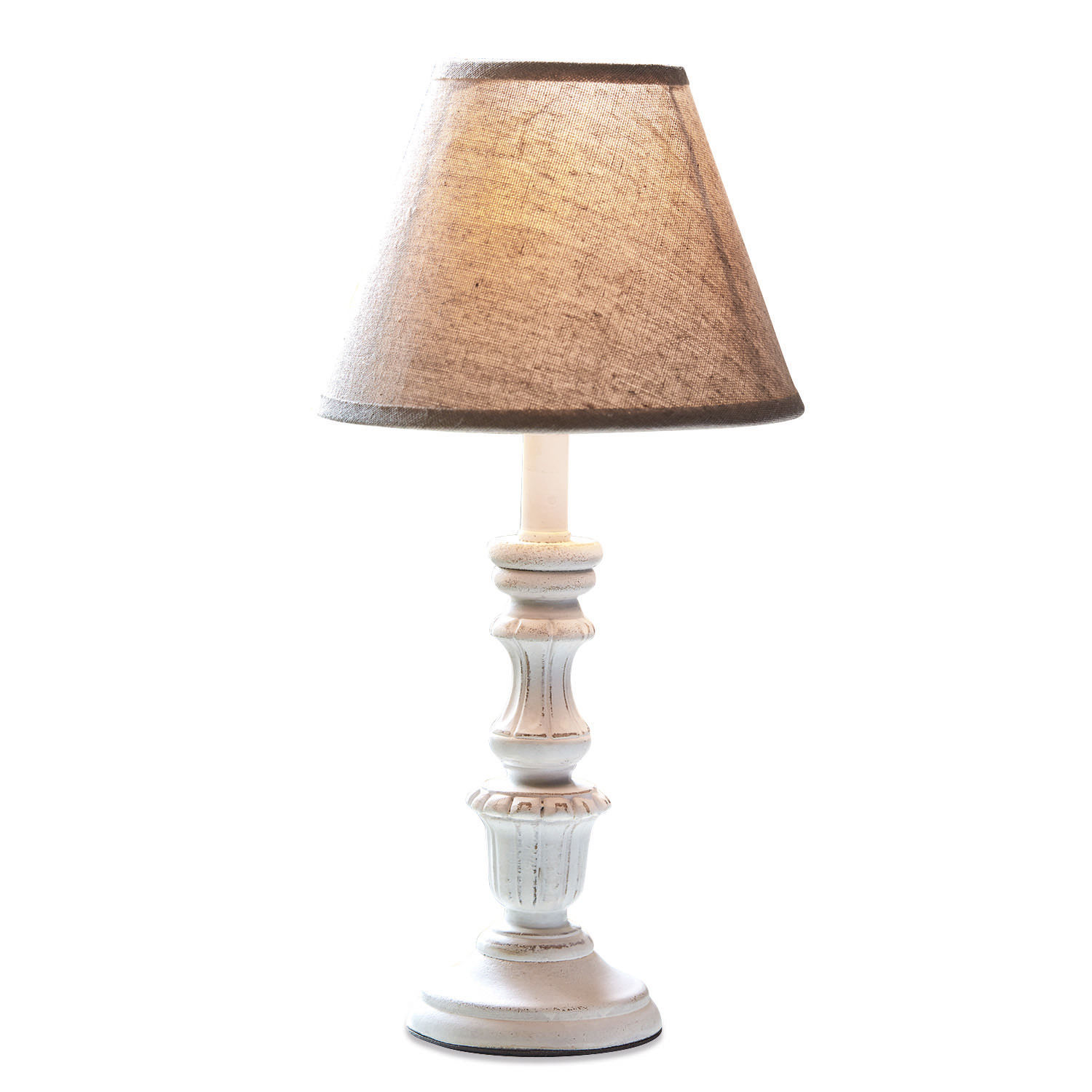 Tafellamp Créteil Tafellamp van wit hout met beige kap, decoratieve lamp voor woonkamer of slaapkamer