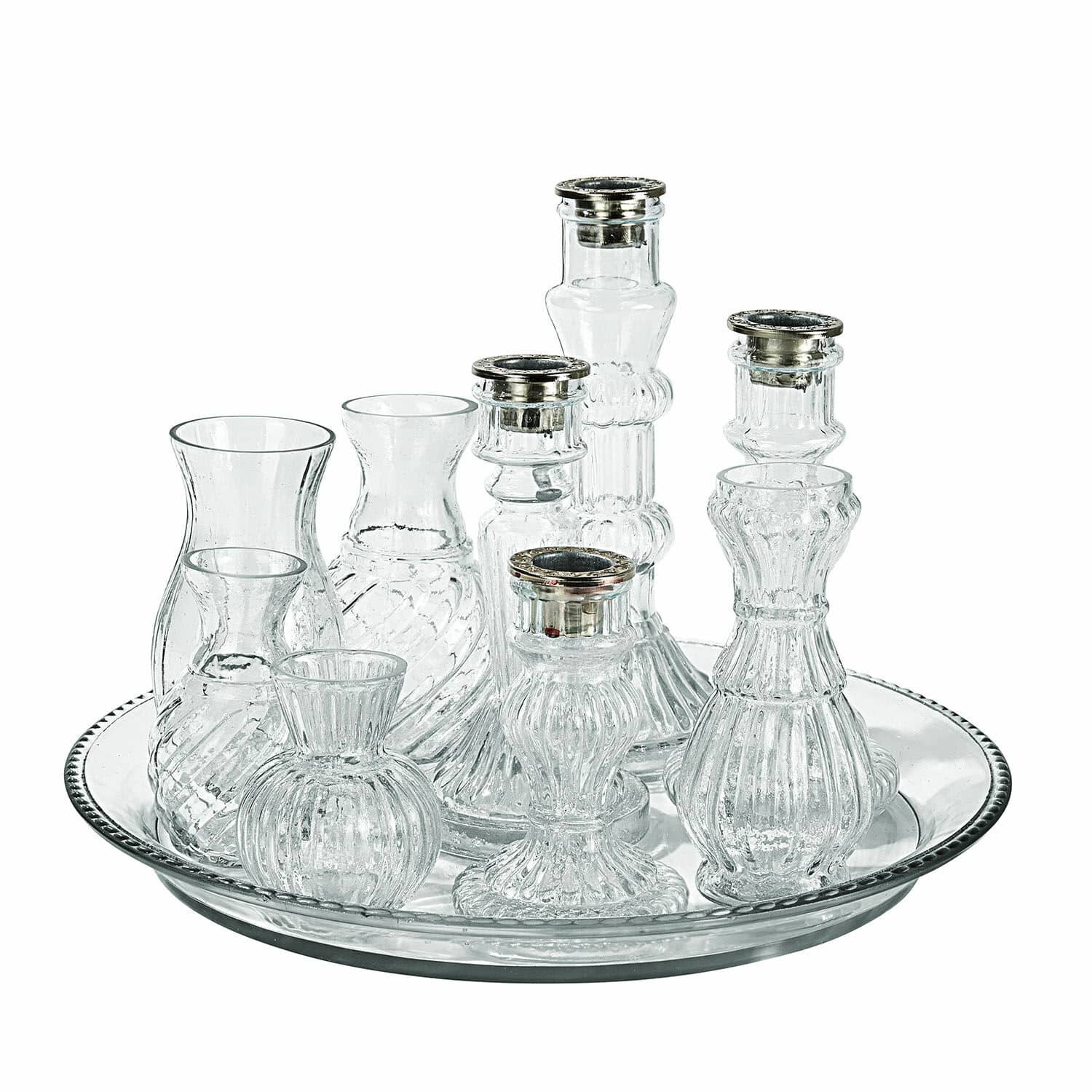 Plateau avec bougeoirs et vases Hilevor