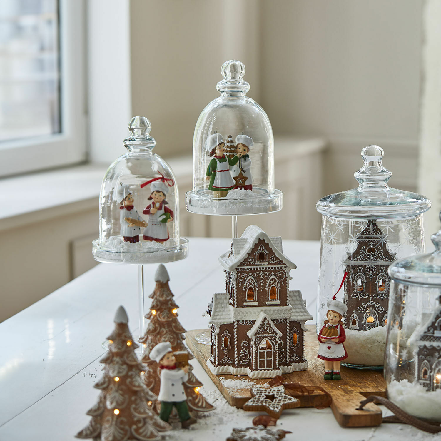 Glazen stolp set van 2 Hibous