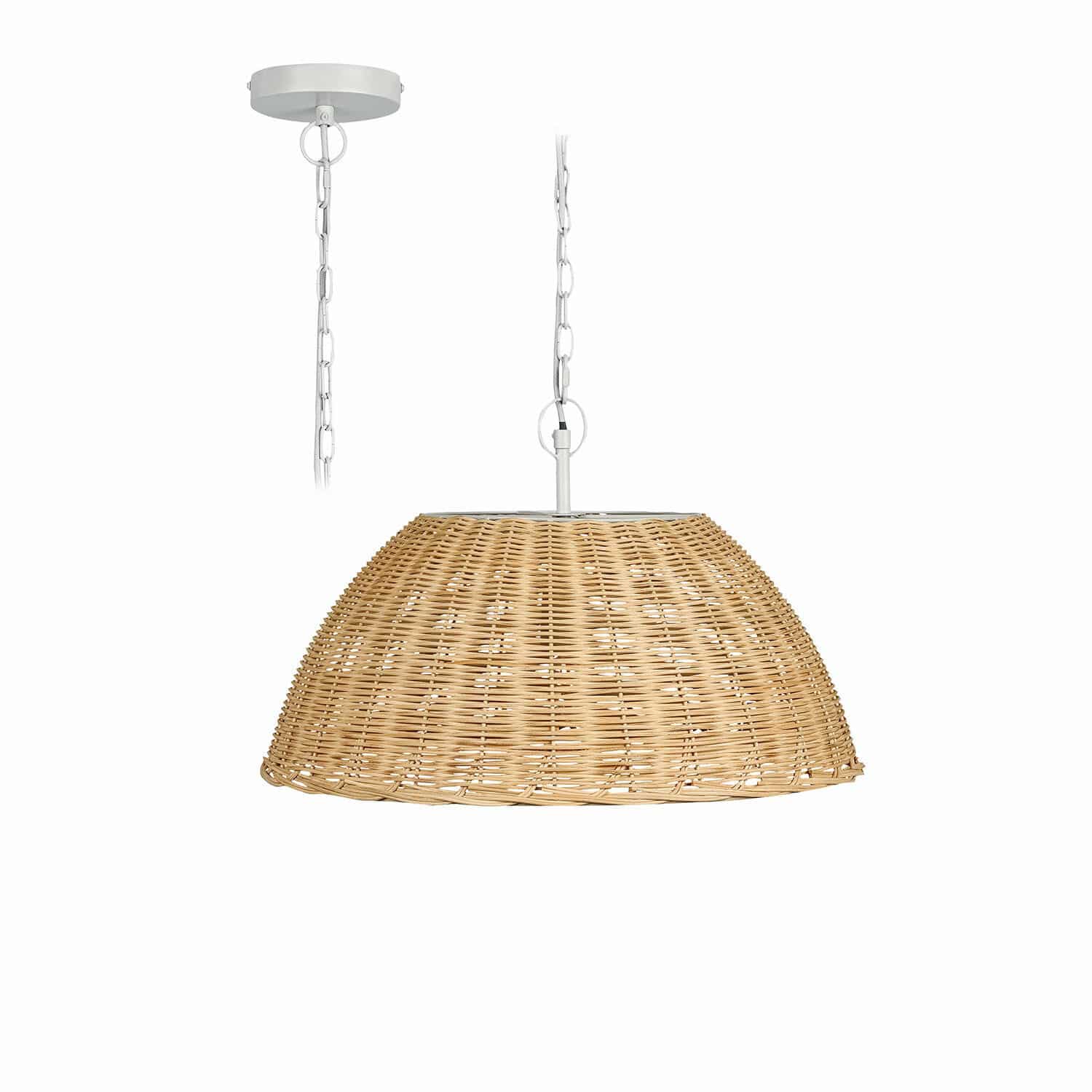 Hanglamp Santorano Hanglamp van natuurlijk riet met witte metalen ophanging, decoratieve binnenverlichting
