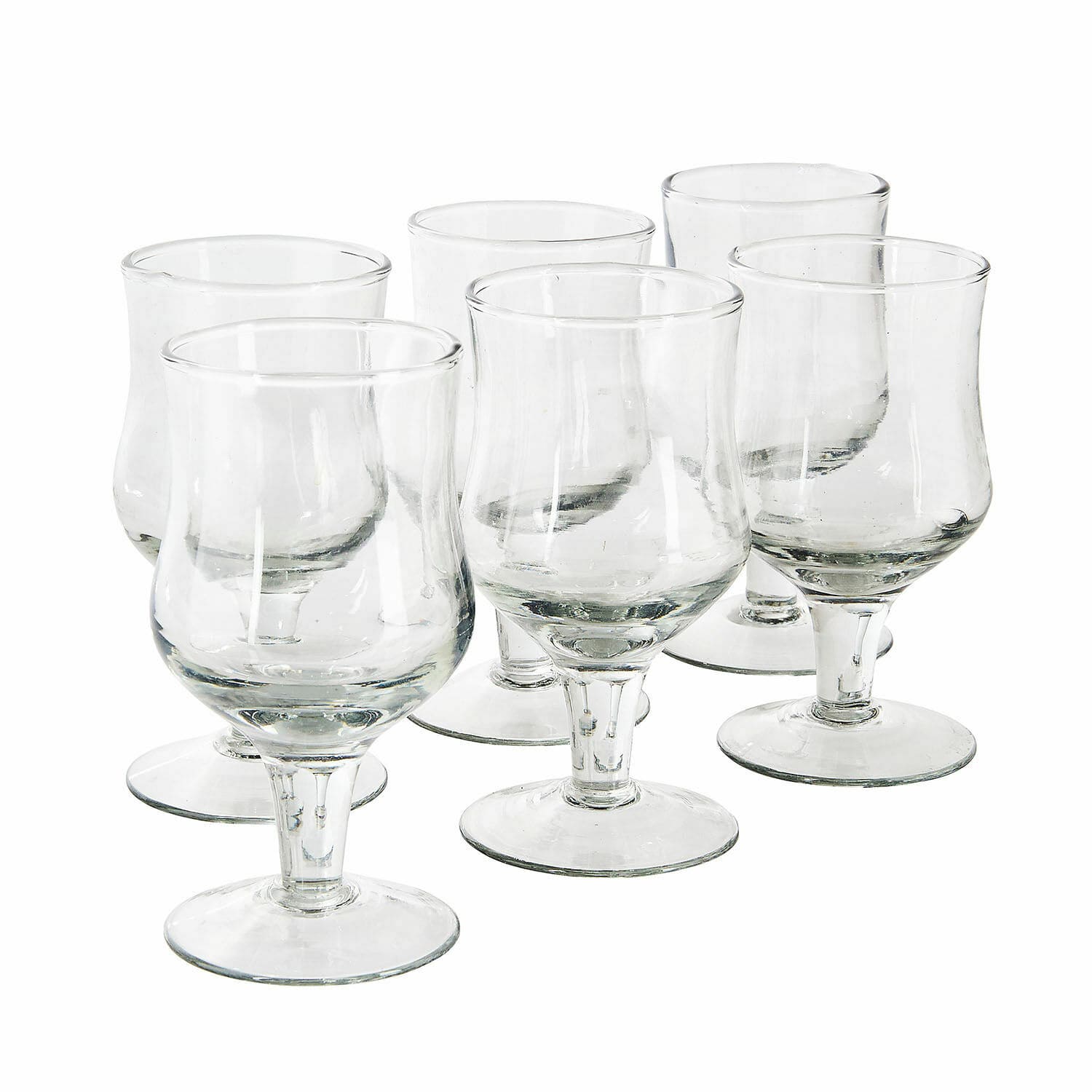 Glas set van 6 Gaëtane Set van zes transparante glazen met steel van glas, veelzijdige drinkglazen voor thuis