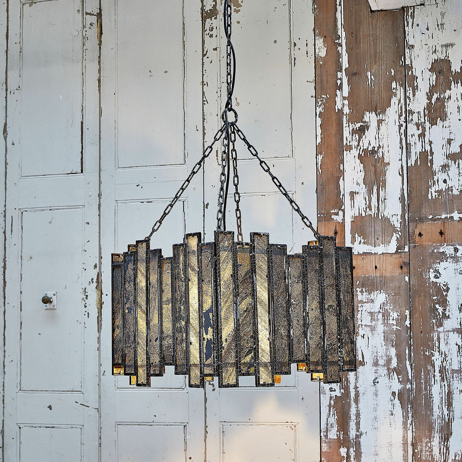 Hanglamp Miraneth Hanglamp van metaal en zwart glas met warm licht, industriële stijl voor binnenruimtes