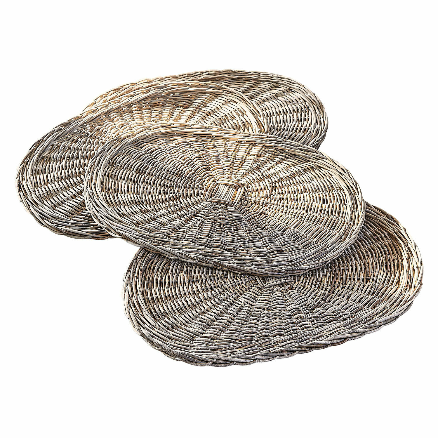 Placemat set van 4 Villoray Set van vier ovale placemats van natuurlijke riet voor tafeldecoratie