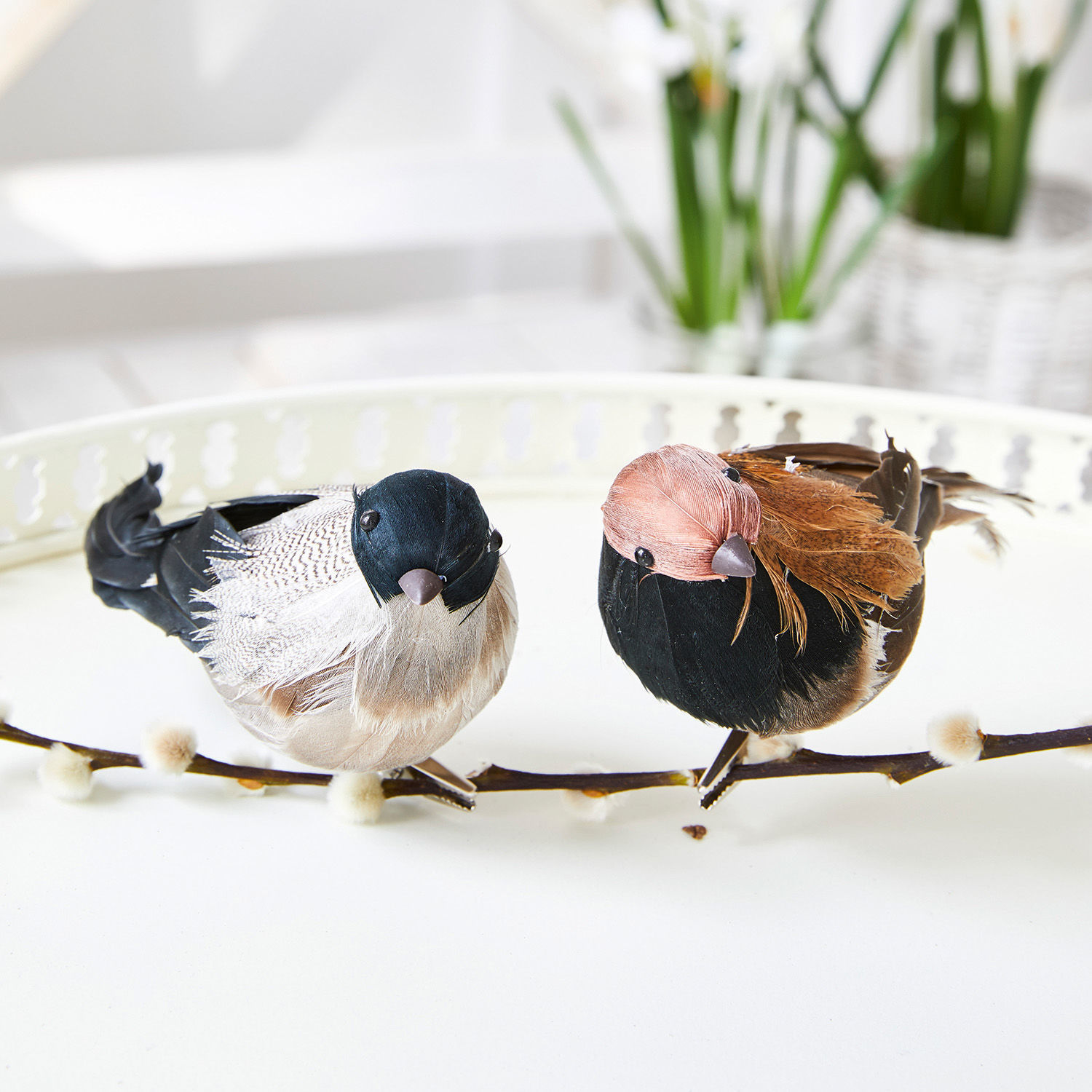 Lot de 2 oiseaux décoratifs Harera