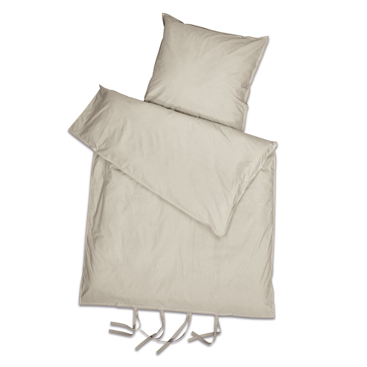 Beige Monthelie katoenen beddengoed met linten, zacht en comfortabel voor slaapkamer