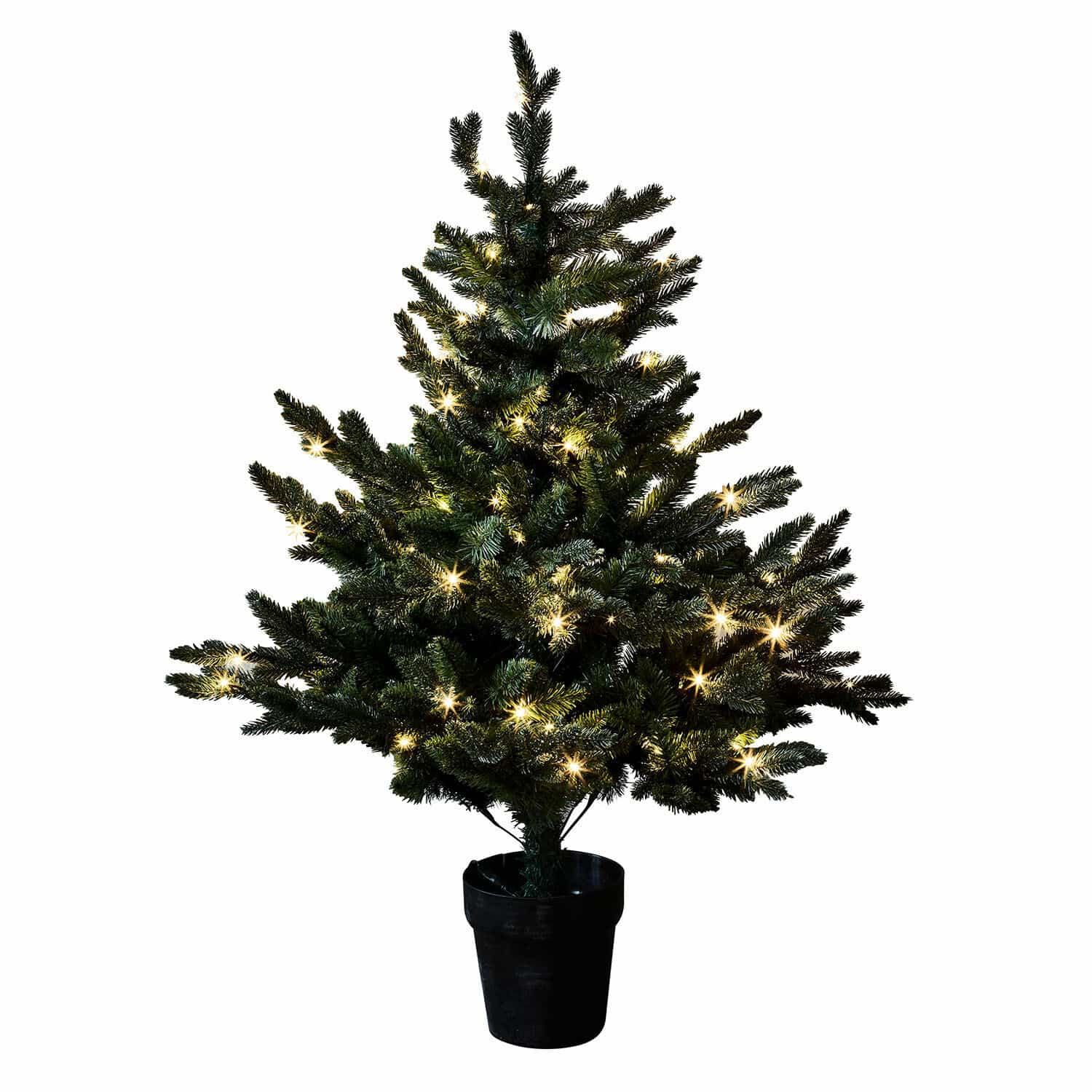 Sapin décoratif Mantilly Sapin artificiel en pot avec branches vertes et lumières LED chaudes pour décoration de Noël