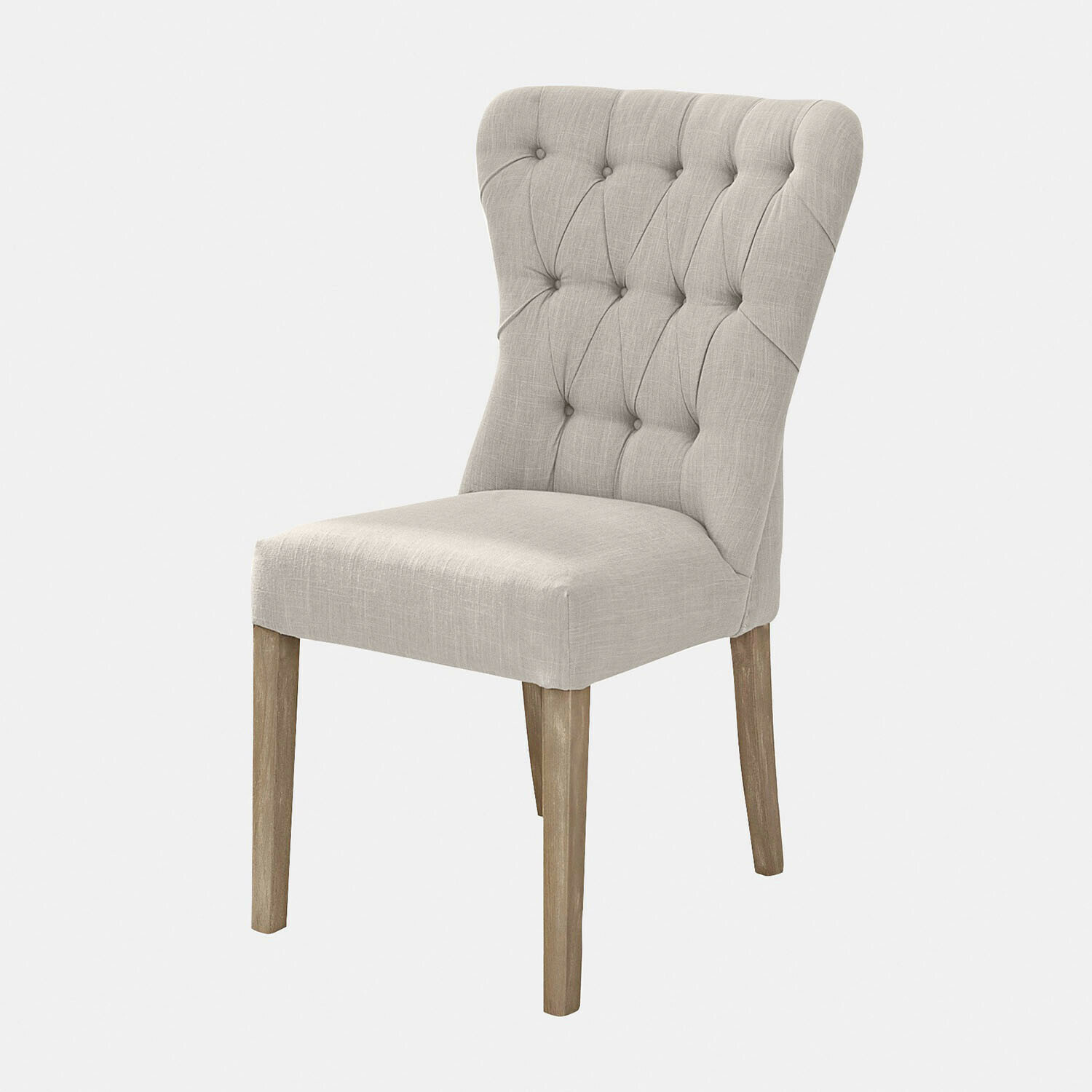 Chaise Saint-Laurent Chaise rembourrée beige avec pieds en bois, meuble élégant pour salle à manger ou salon
