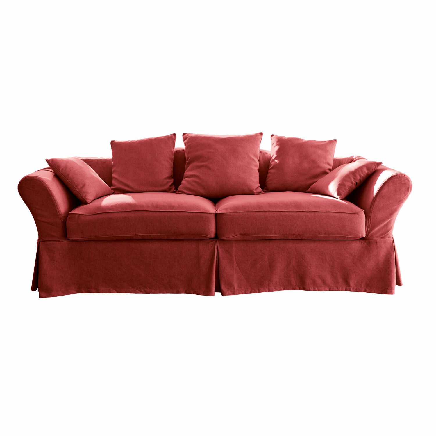 Rode stoffen Worcester bank met zachte kussens, comfortabele woonkamermeubel