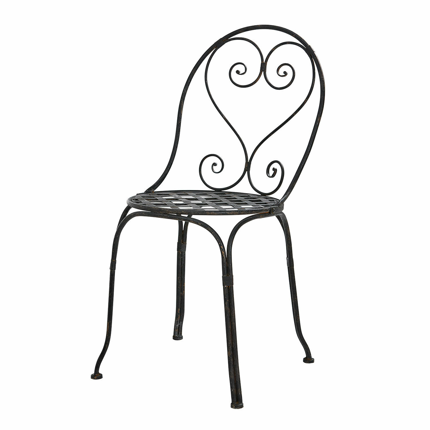 Chaise Aube Chaise de jardin en métal noir avec dossier orné et assise en treillis pour extérieur