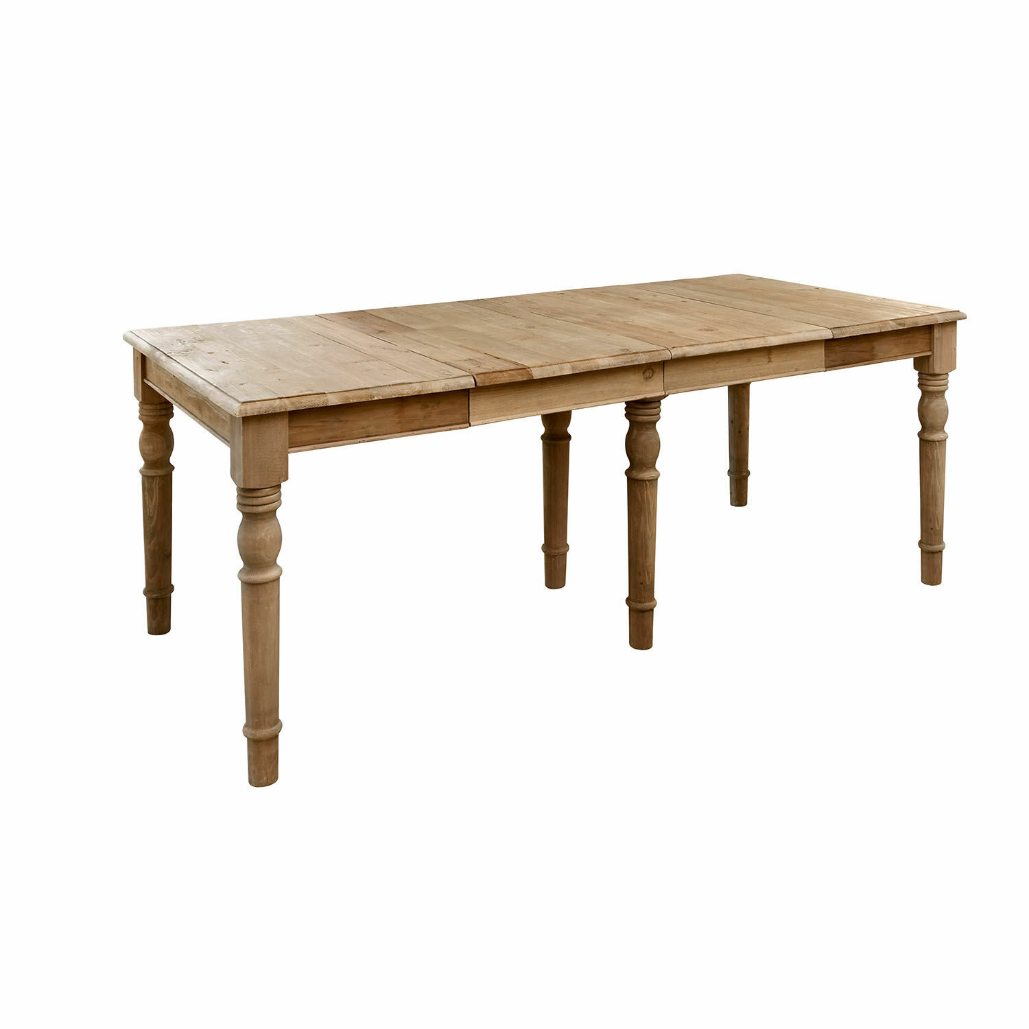 Table Bergenfield Table extensible en pin naturel, meuble robuste pour salle à manger au design classique