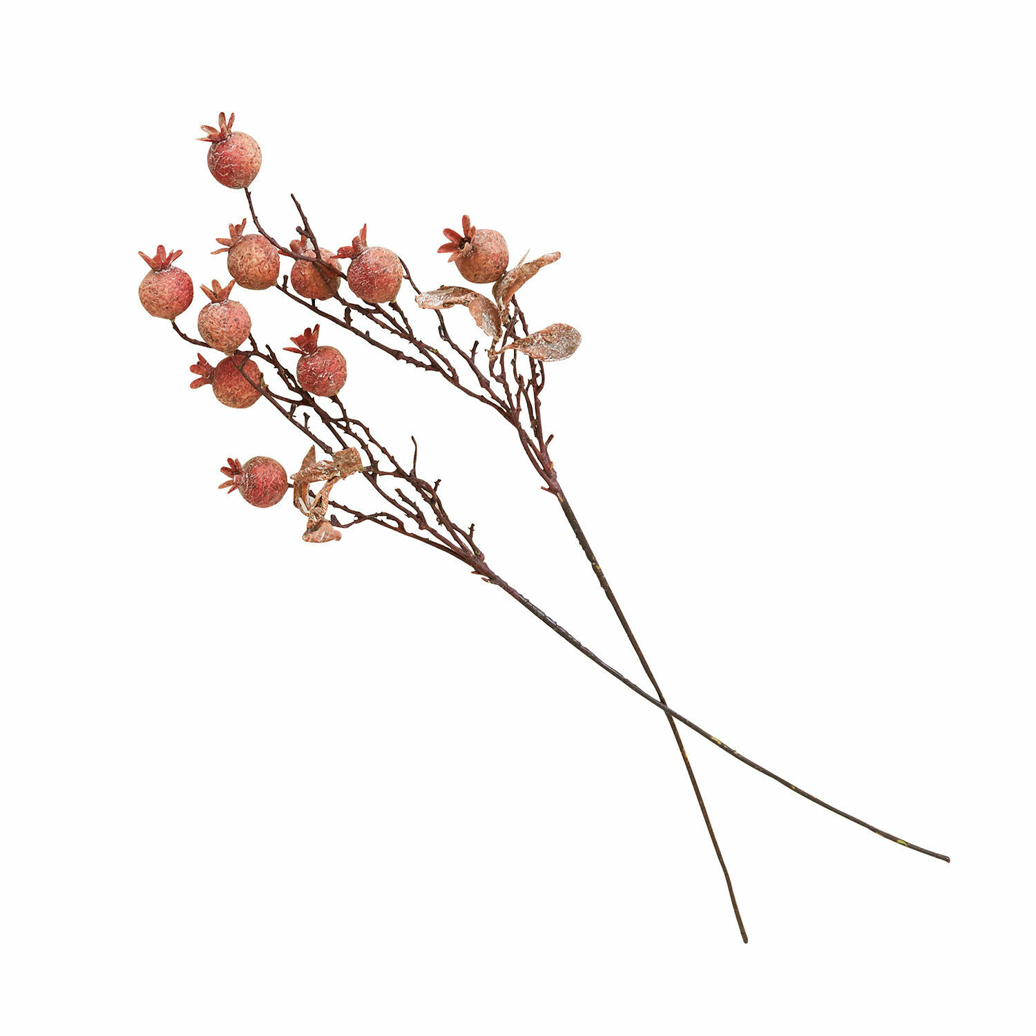 Lot de 2 branches décoratives Salviero Branches décoratives avec fruits rouges de grenade sur longues tiges brunes pour décoration intérieure