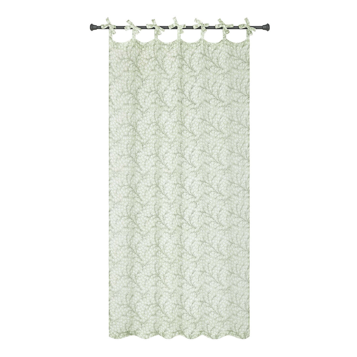 Rideau en coton vert clair avec motif végétal délicat, décoration de fenêtre élégante