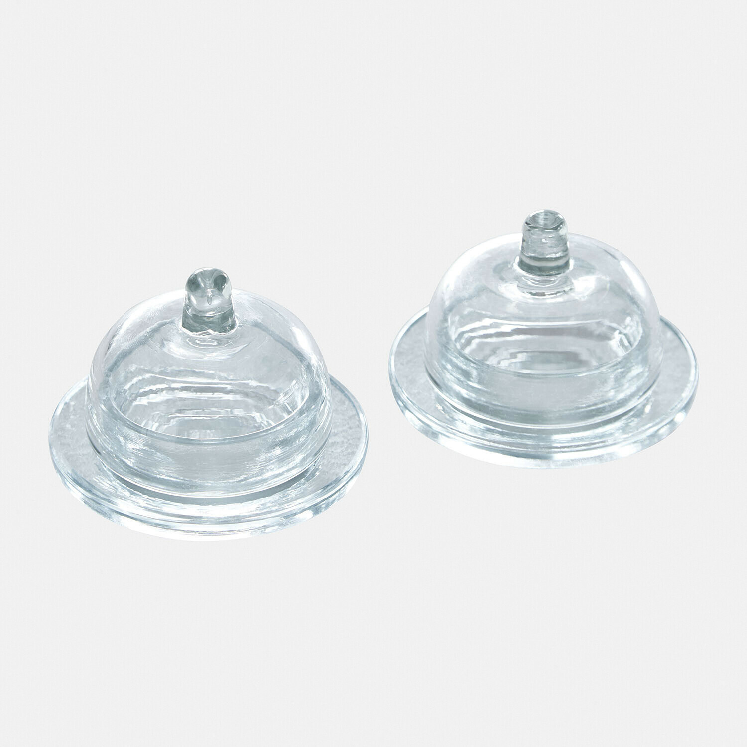 Lot de 2 beurriers Doraville Deux cloches en verre transparentes pour assiettes, design simple et élégant pour servir