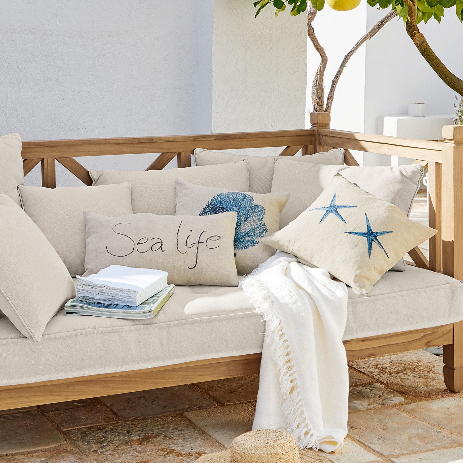 Lot de 3 housses de coussins Sea life