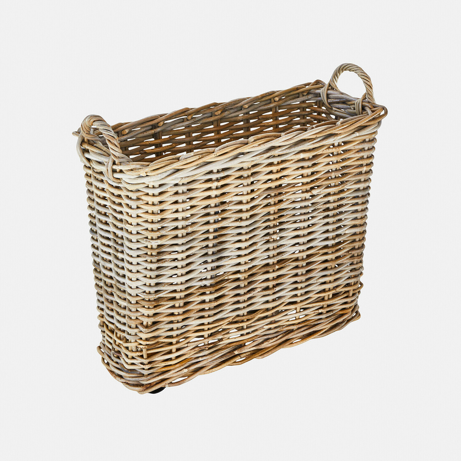 Panier rectangulaire en osier naturel avec poignées, idéal pour rangement et décoration