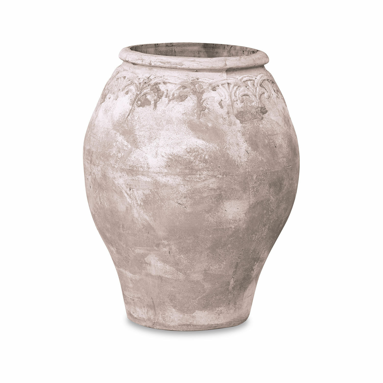 Cache-pot Donneville Grand vase en céramique grise avec ornement délicat en haut, décoration intérieure élégante