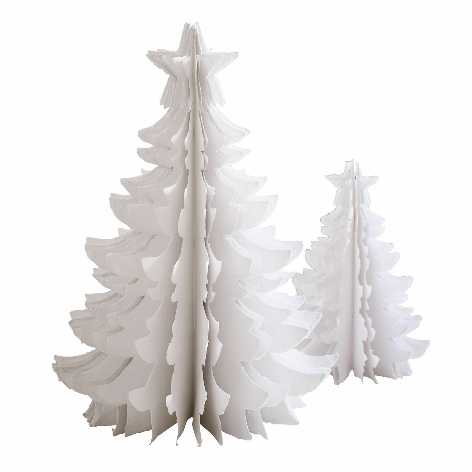 Sierboom set van 2 Amuré Twee witte papieren kerstbomen in verschillende maten, feestelijke binnenhuisdecoratie