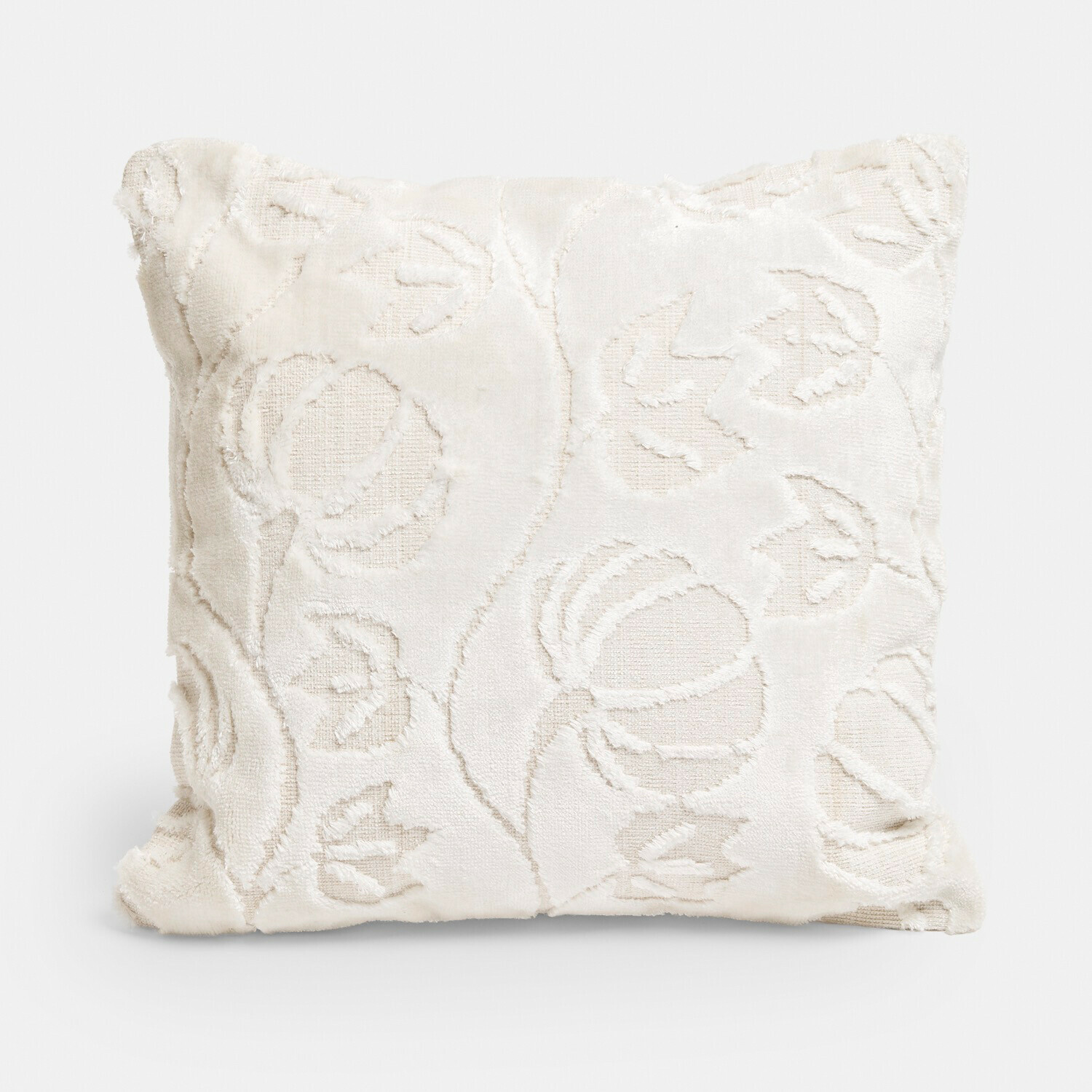 Kussenhoes Élomiane Witte sierkussen van zacht materiaal met subtiel bloemmotief voor de woonkamer