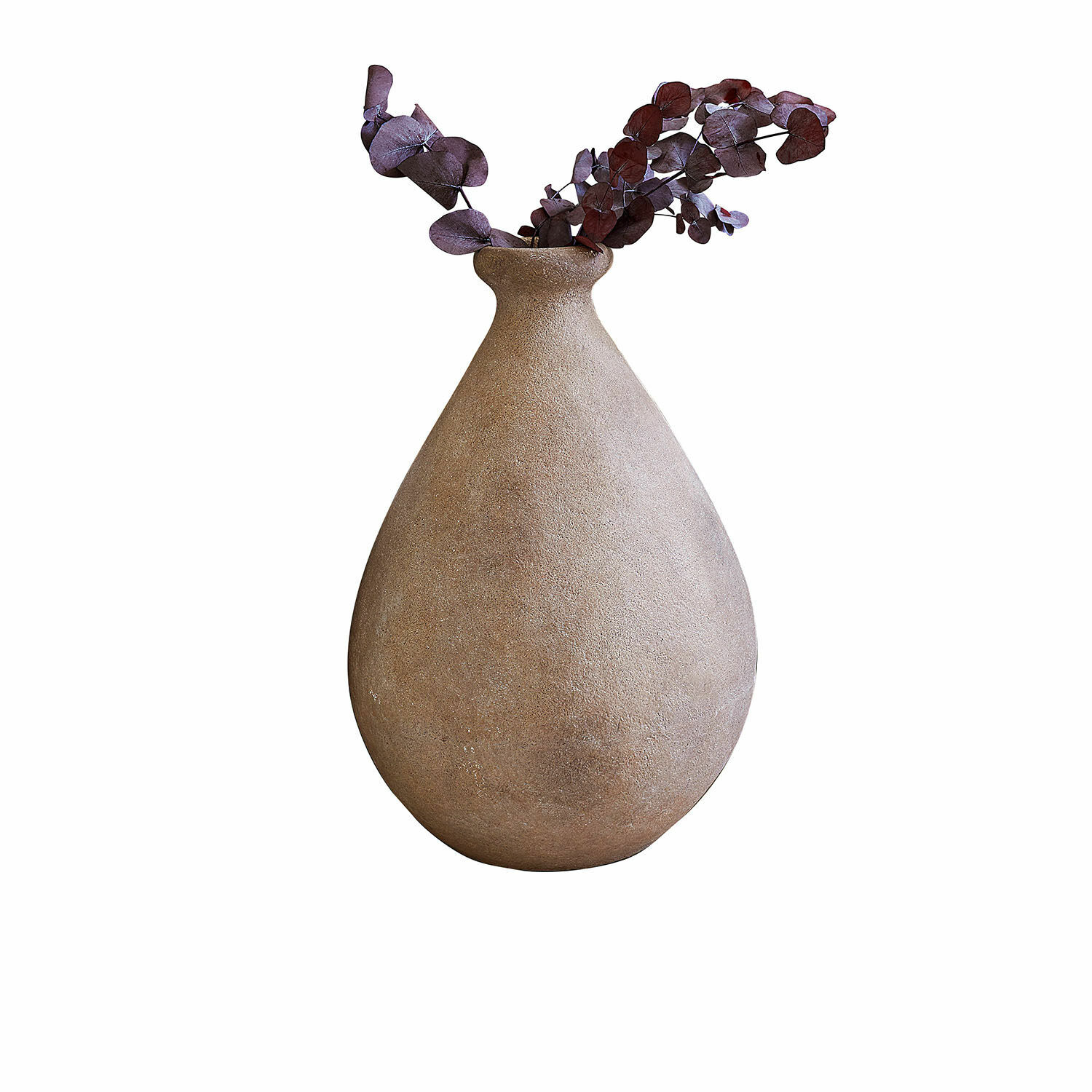 Vase Sionach Vase décoratif en argile mate beige avec feuilles séchées pour décoration intérieure