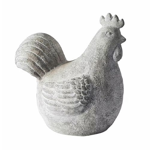 Decoratief kippenbeeld van grijs steen, natuurlijke tuin- of interieurdecoratie