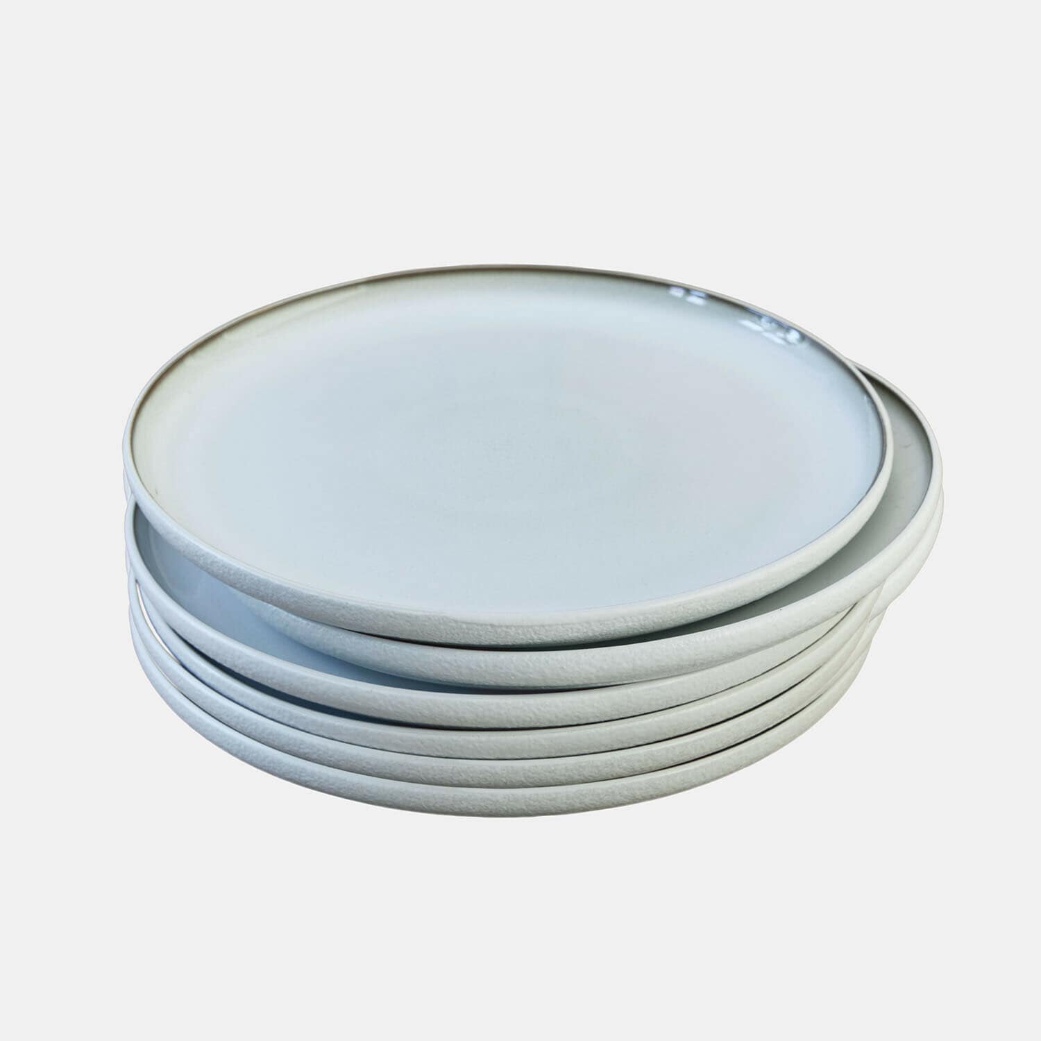 Bord set van 6 Eiruna Set van zes witte keramische borden met een lichte grijstint en matte afwerking