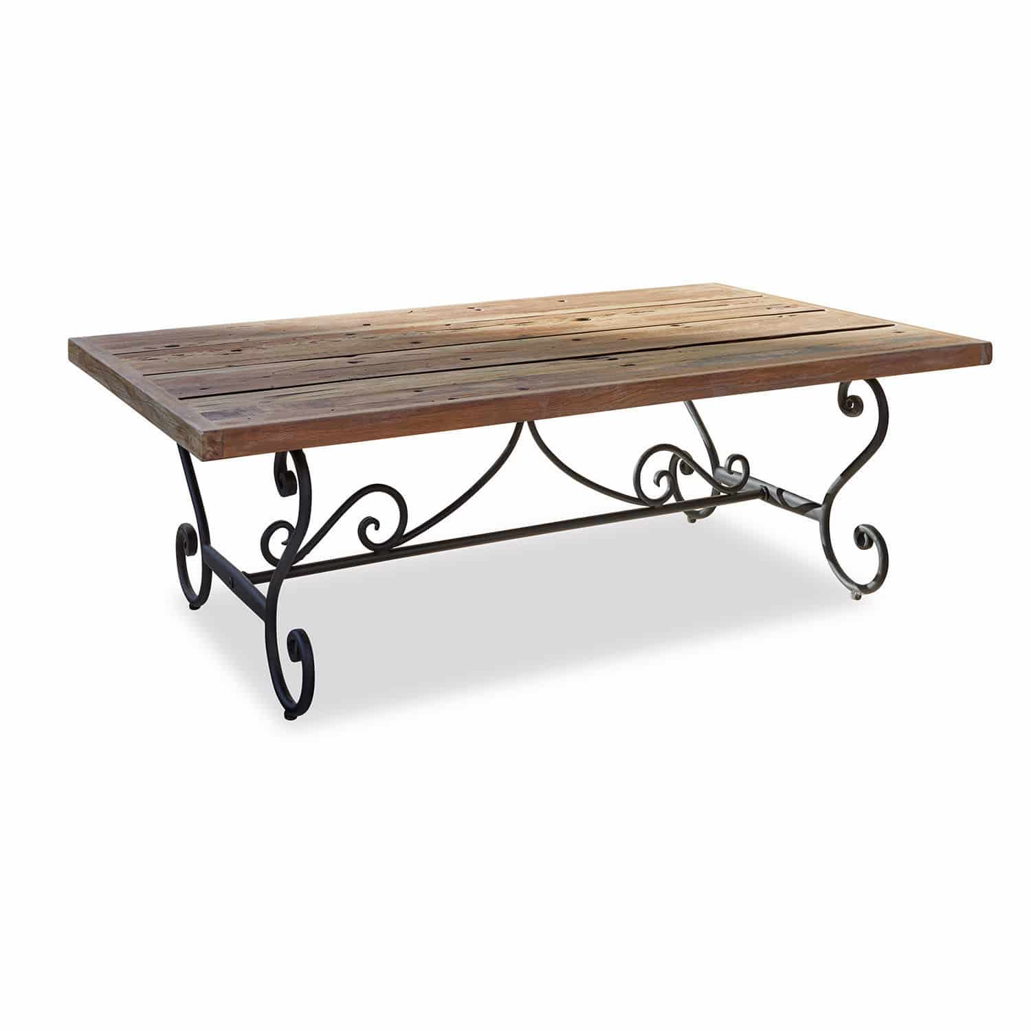 Tafel Fontaneda Salontafel van hout en metaal met sierlijke vintage poten, bruin en zwart